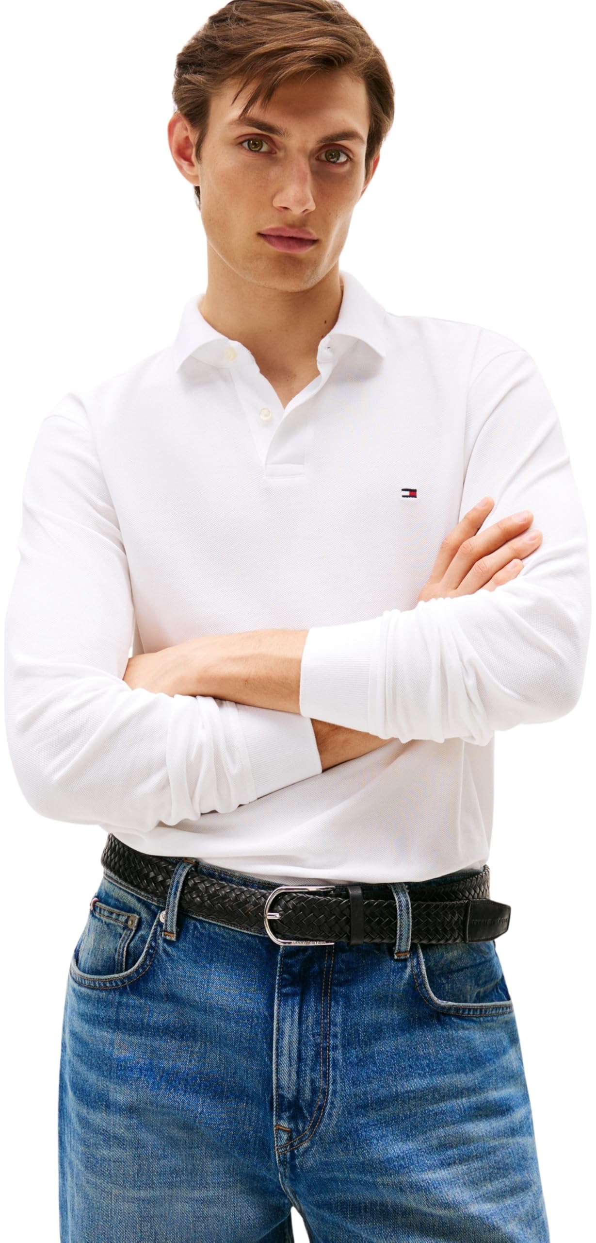 Tommy Hilfiger Uomo Maglietta Polo Maniche Lunghe Regular Fit con Chiusura a Bottoni