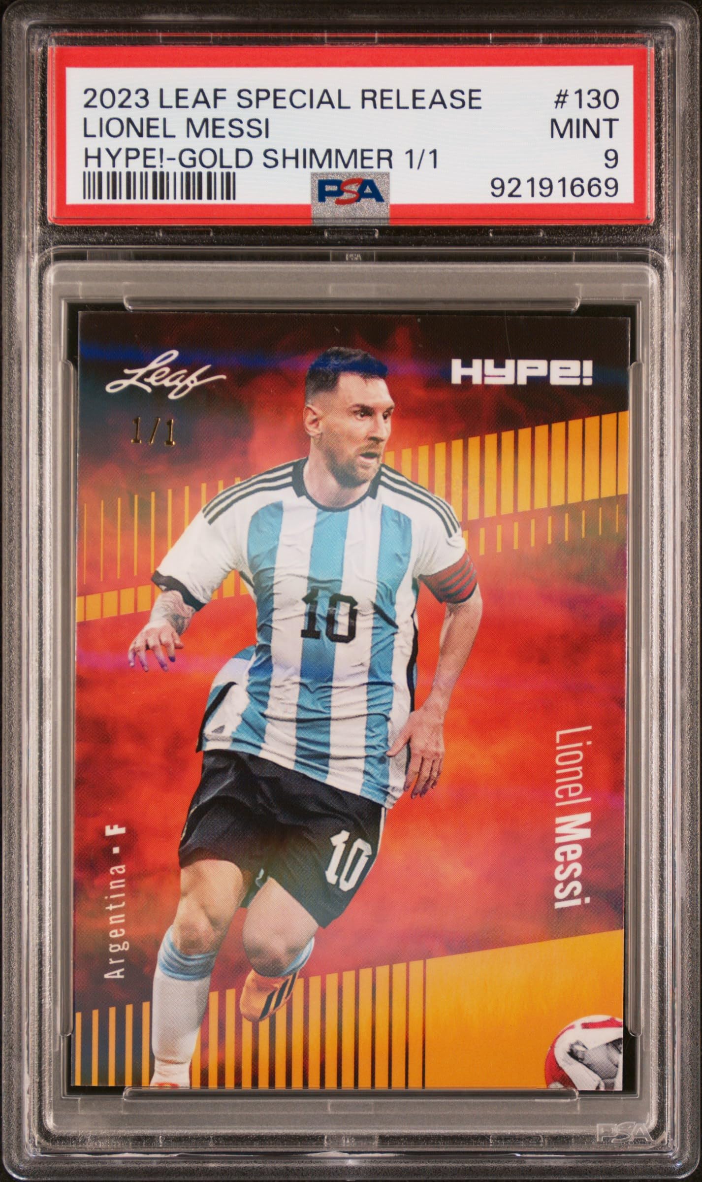 Amazon.com: PSA 9 Lionel Messi 2023 Leaf HYPE #130 Gold Shimmer 1