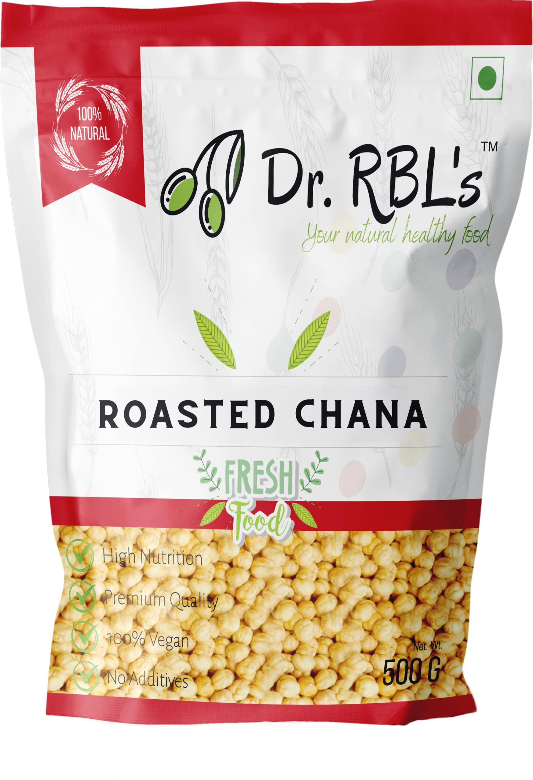 Dr. RBL's Roasted Chana (without skin) | Roasted chickpeas/Bhuna Chana | High Protein, Low Fat, Fiber-Rich Snack - Pack of 6 (3 KG)