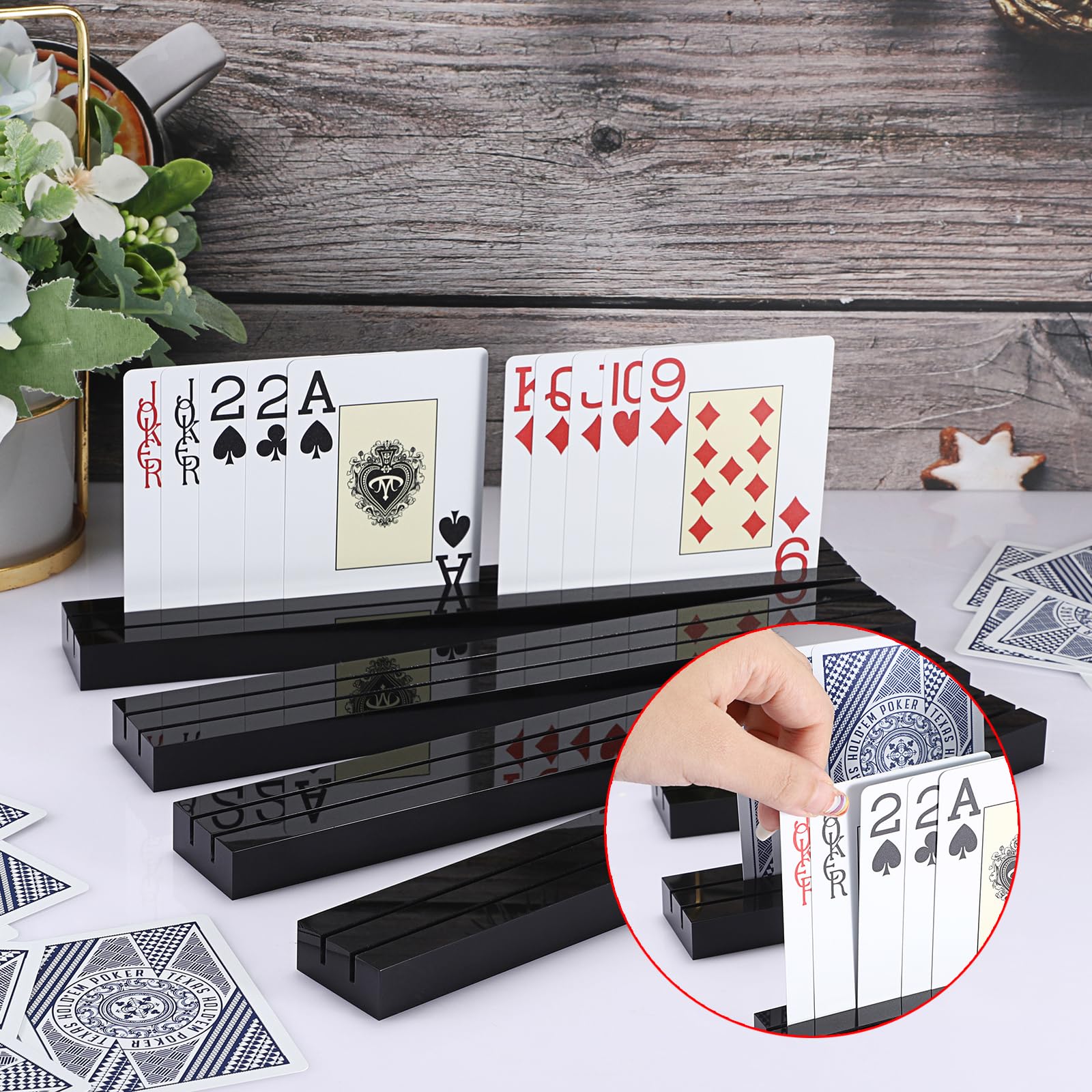 Snapklik.com : OwnMy Set Of 4 Acrylic Playing Card Holders Playing Card ...