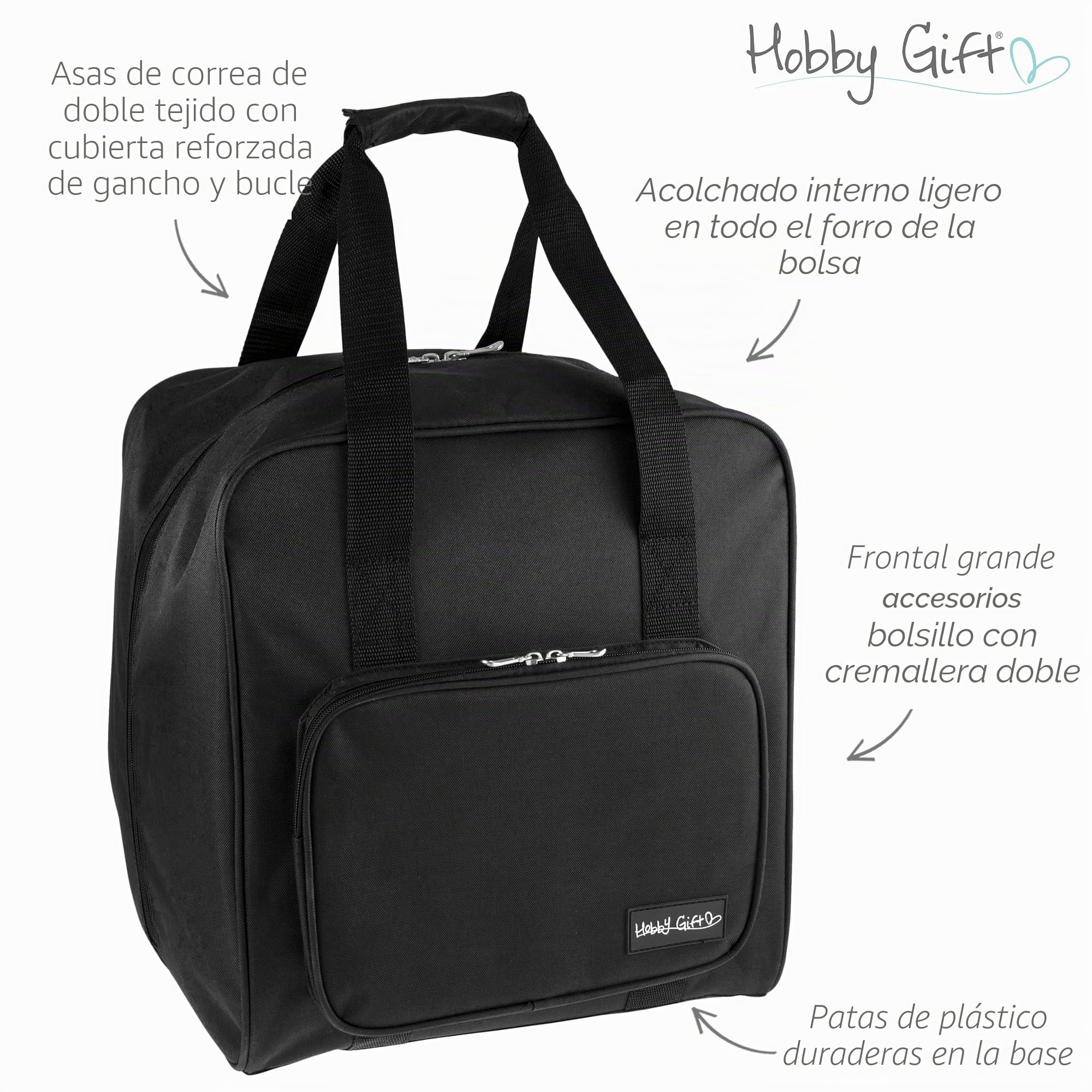 Hobby Gift Overlocker - Bolsa de Transporte Acolchada de poliéster para máquina - Bolsillos para Almacenamiento de Accesorios adicionales, (39 x 32 x 36 cm), Color Negro, Black, (d/w/h) 39 x 32 x