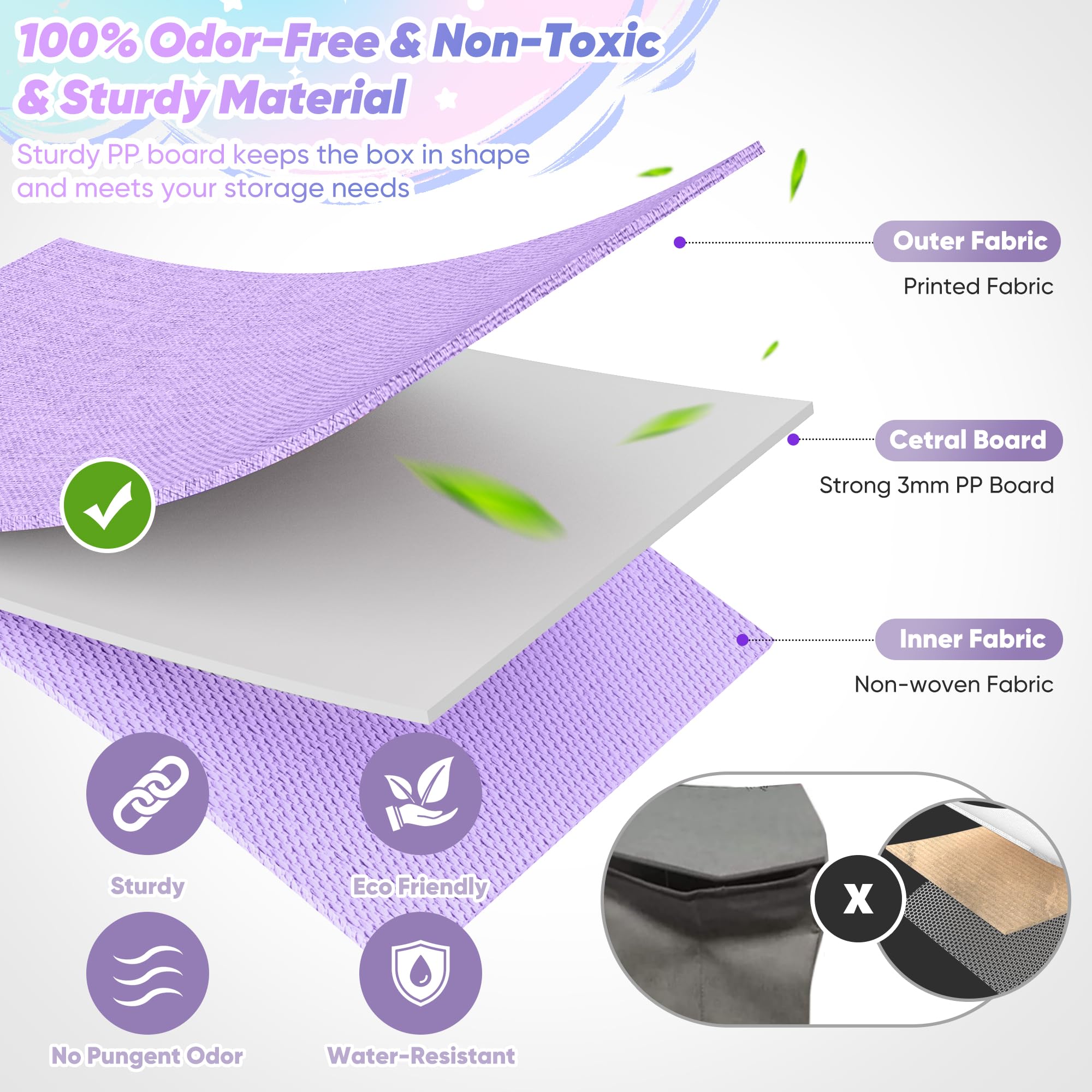 Mabahoo Caja de juguetes extra grande, caja de juguetes para niños y niñas, organizador de almacenamiento de juguetes resistente plegable con bolsillos de malla, 41 x 14 x 16 pulgadas, cajas de