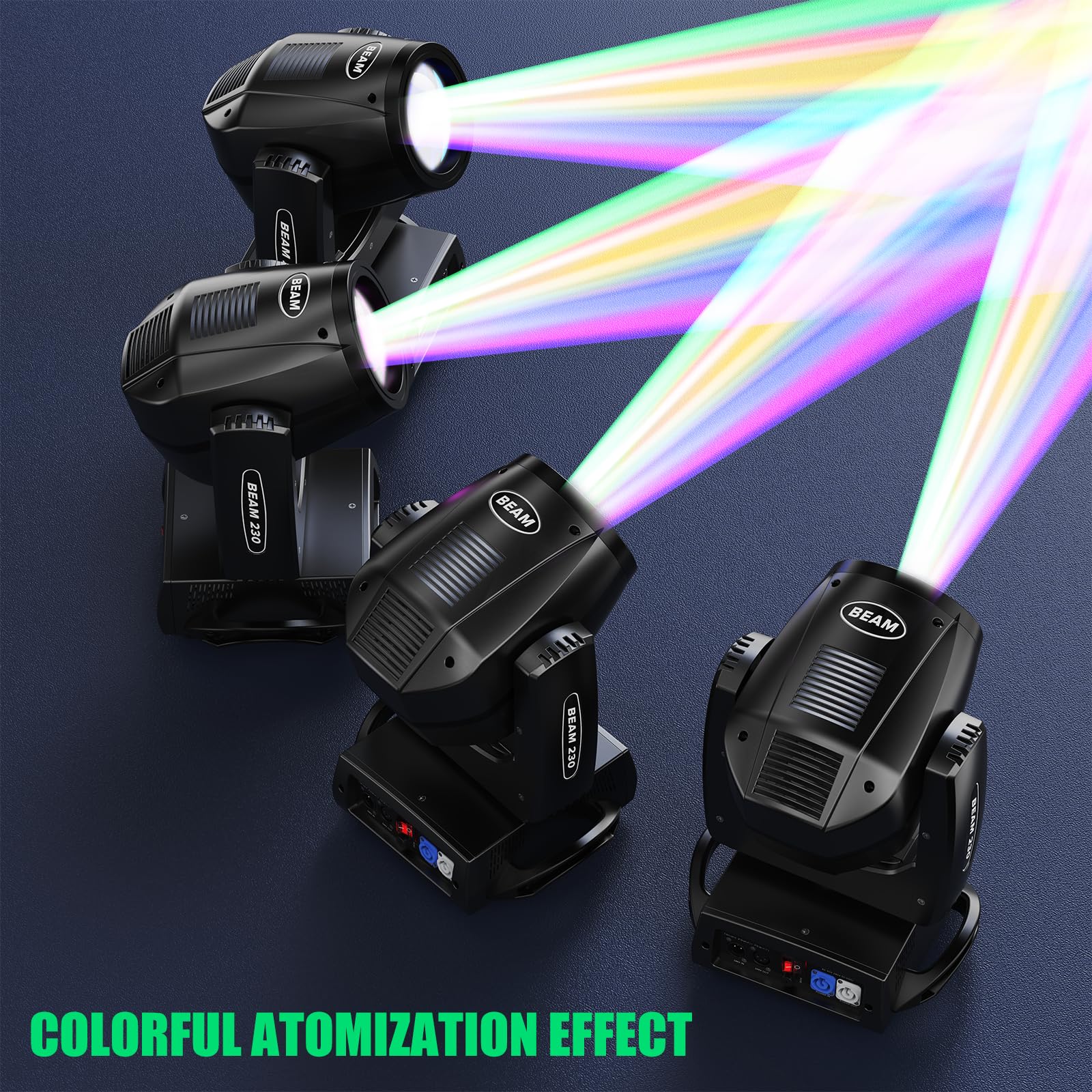 230W 7R LED Moving Heads, DMX512 Disco Stage Spot Beam with 24 Prism 4 Modes Control Light Party for Wedding DJ Party Live Band Show (2 Piece)