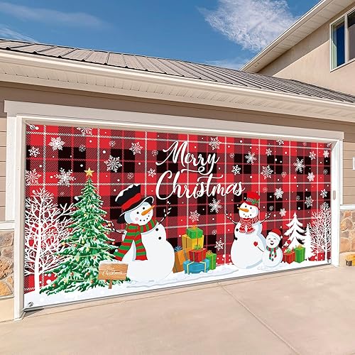 Buryeah Pancarta de Navidad de 6 x 13 pies, decoración de puerta de garaje, cubierta grande para puerta de garaje, telón de fondo de fotos de