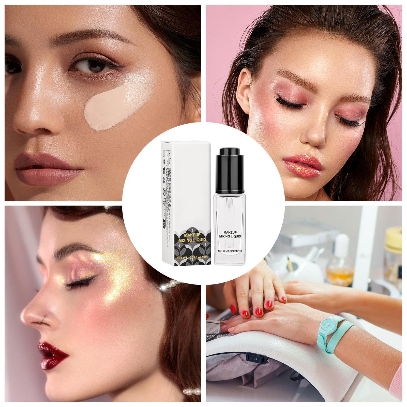 5-pak płynu do mieszania i rozcieńczalnika (5 x 9 ml) – ratuje zaschnięty eyeliner i tusz do rzęs – wodoodporny i długotrwały – uniwersalny mikser do makijażu do cieni do powiek, szminek i lakieru do