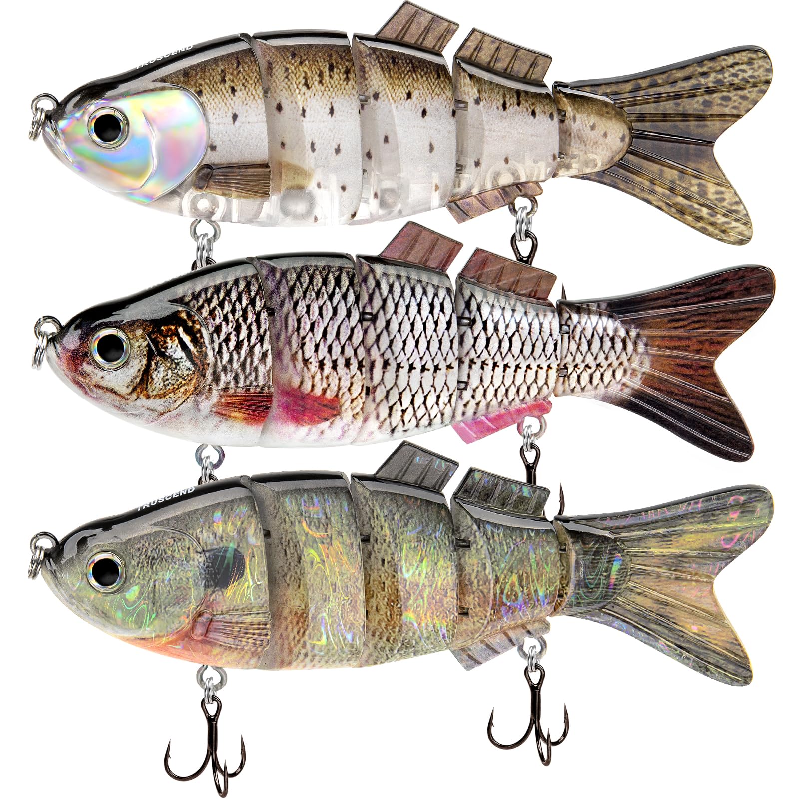 TRUSCEND Easy Catch Swimmax, Magic Noisy Turbulent Wiggling and Vibrating Actions for More Bites Segmented Swimbait Jointed by Strongest Fiber, Lifelike Fishing Lures for Family Fishing D3-5in-1.25oz โ image 1