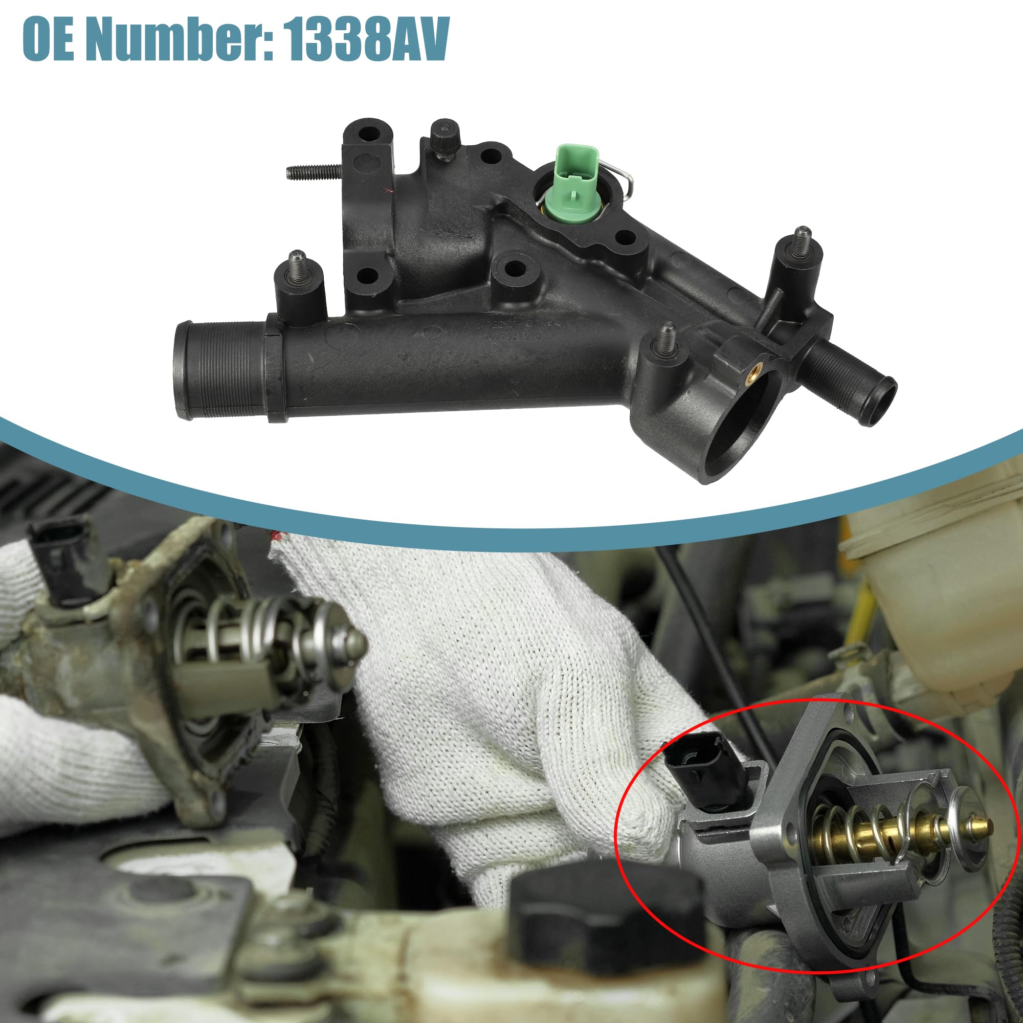 QUARKZMAN Alloggiamento termostato del liquido di raffreddamento del motore No.1338AV per Peugeot 307