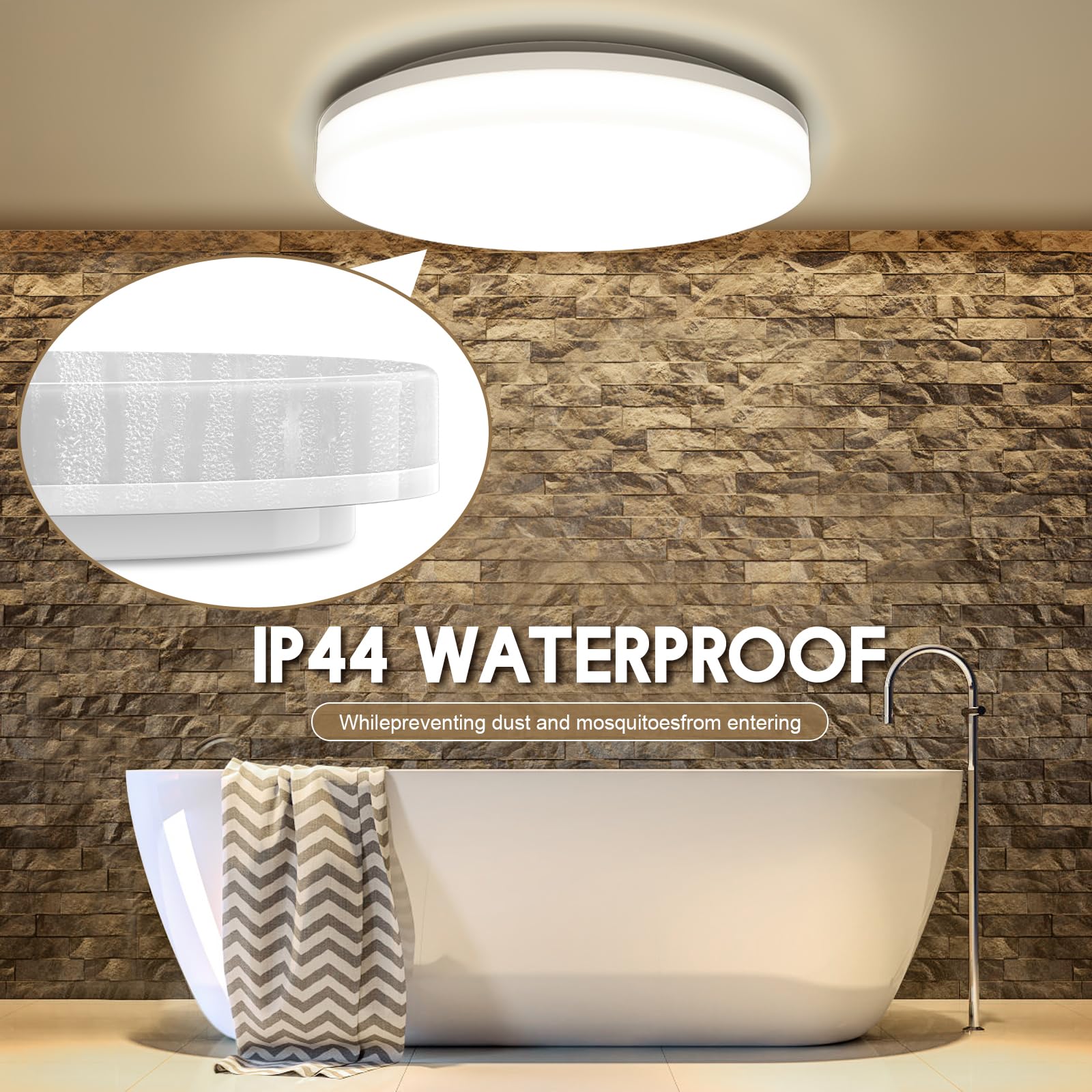 Lindby LED plafondlamp Glane, 38 cm, zwart/wit, IP44 Lindby LED plafondlamp Glane, 38 cm, zwart/wit, IP44