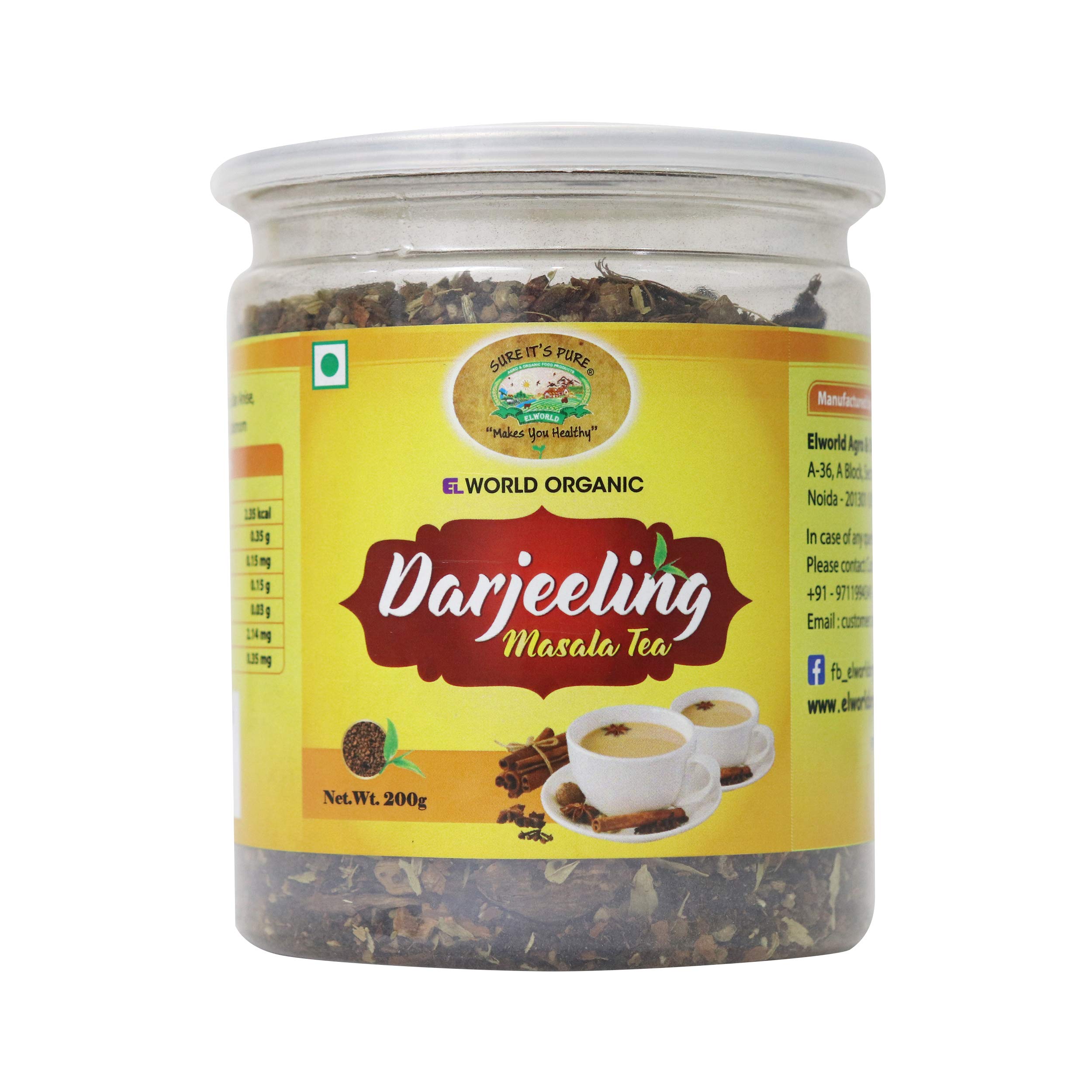 ELWORLD AGRO & ORGANIC FOOD PRODUCTS Darjeeling Masala Tea (Rainforest Alliance Black Tea and Certified Organic Spices)- 200G