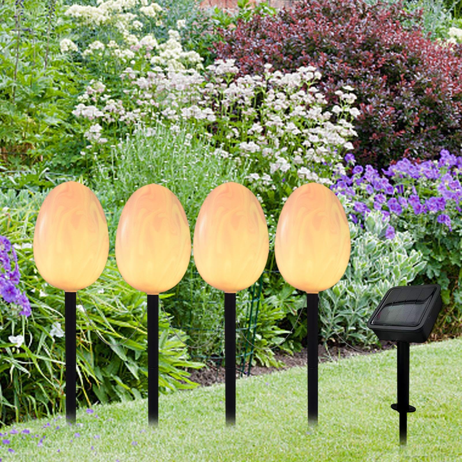 Wielkanocne światła jajeczne, światła wielkanocne Easter Egg Solar Lights | Wodoodporna lampa ścieżka, dekoracje świąteczne, dekoracyjna sztuka na dziedzińcu ogrodowym