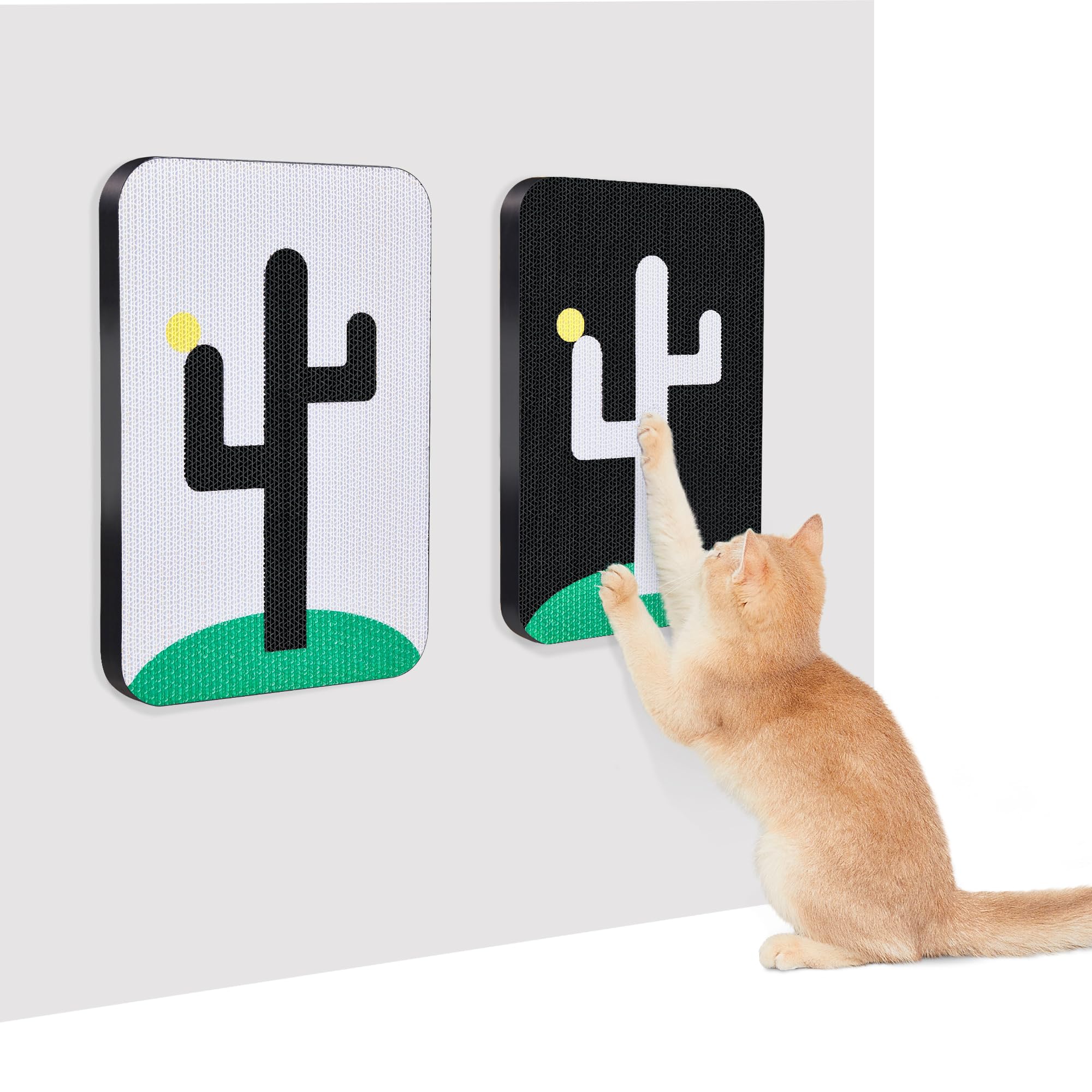 Planche à gratter pour chat Potaroma, grattoir mural en carton ondulé rectangulaire de 33x25 cm x2