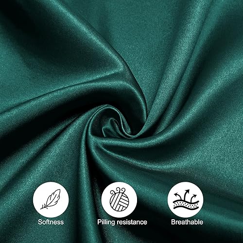 Miniatura 7 de Paquete de 30 servilletas de satén de color verde bosque de 20 x 20 pulgadas, servilletas cuadradas suaves de tela sedosa, decoración de mesa para