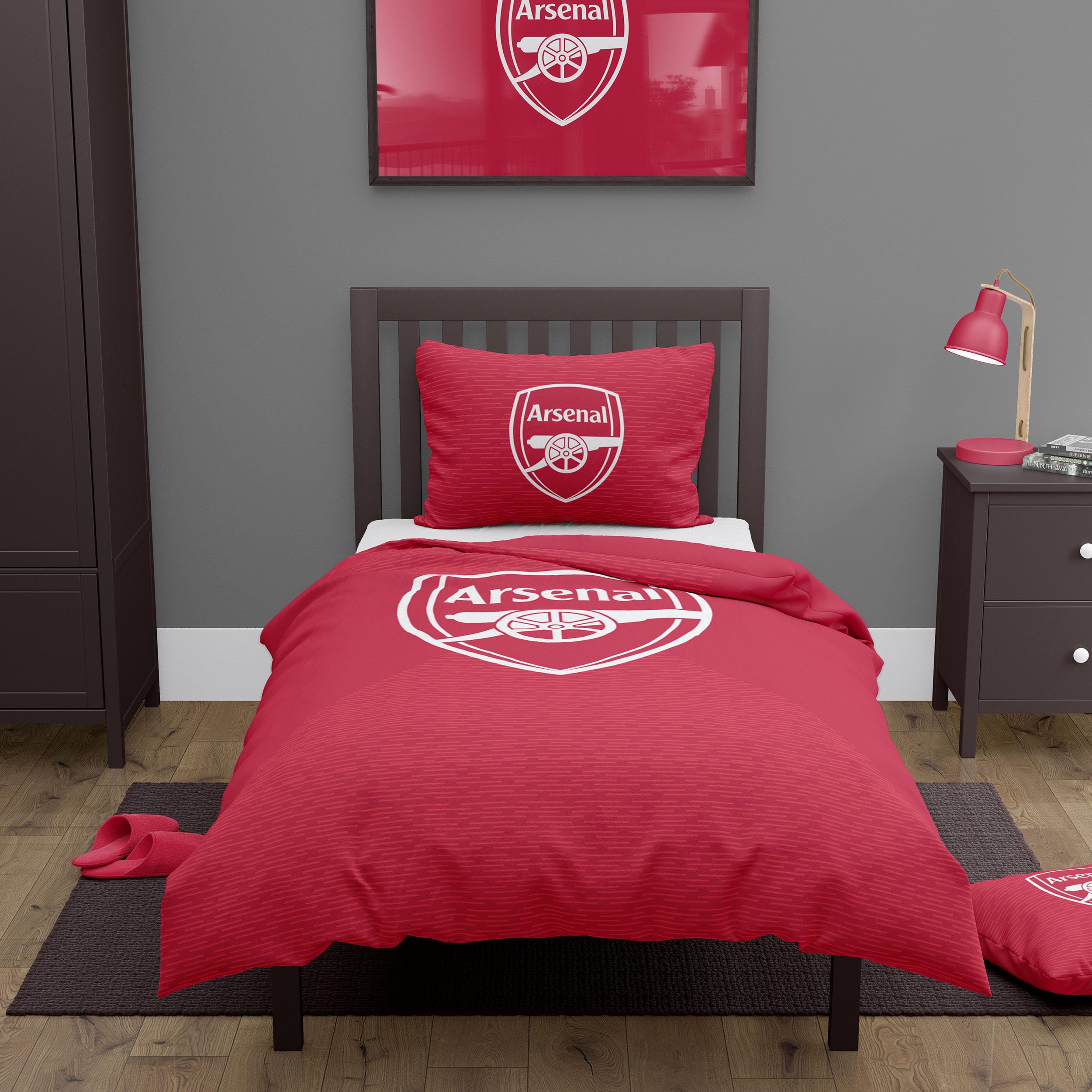 FOCO Arsenal FC Football Essential Singolo Copripiumino e Federa Set Biancheria da Letto