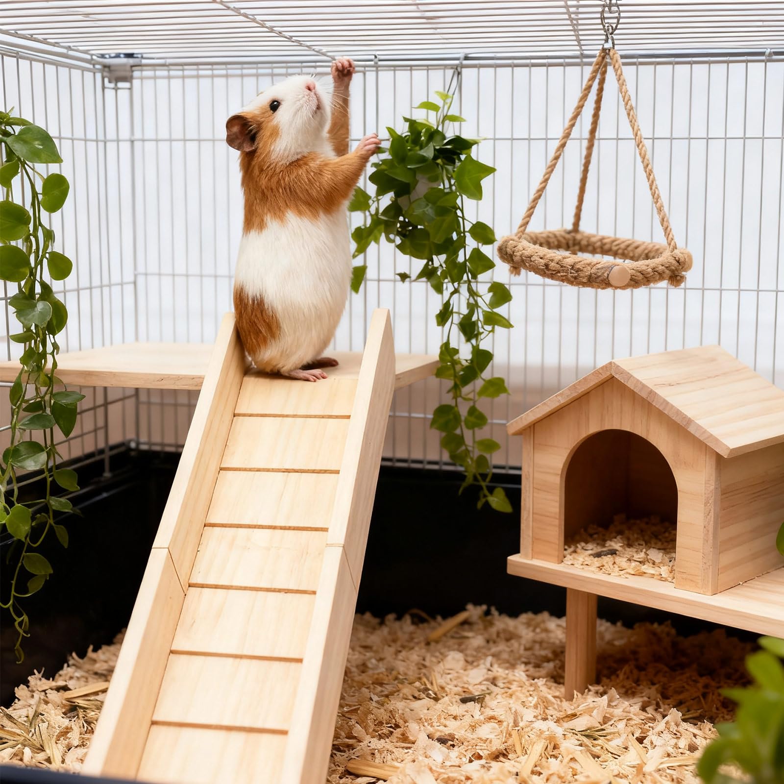 Meerschweinchenrampe aus Holz für Käfig Hamsterleiter Spielzeug Brückenkäfig Zubehör für Meerschweinchen, Hamster, Ratten, Chinchillas, Eichhörnchen