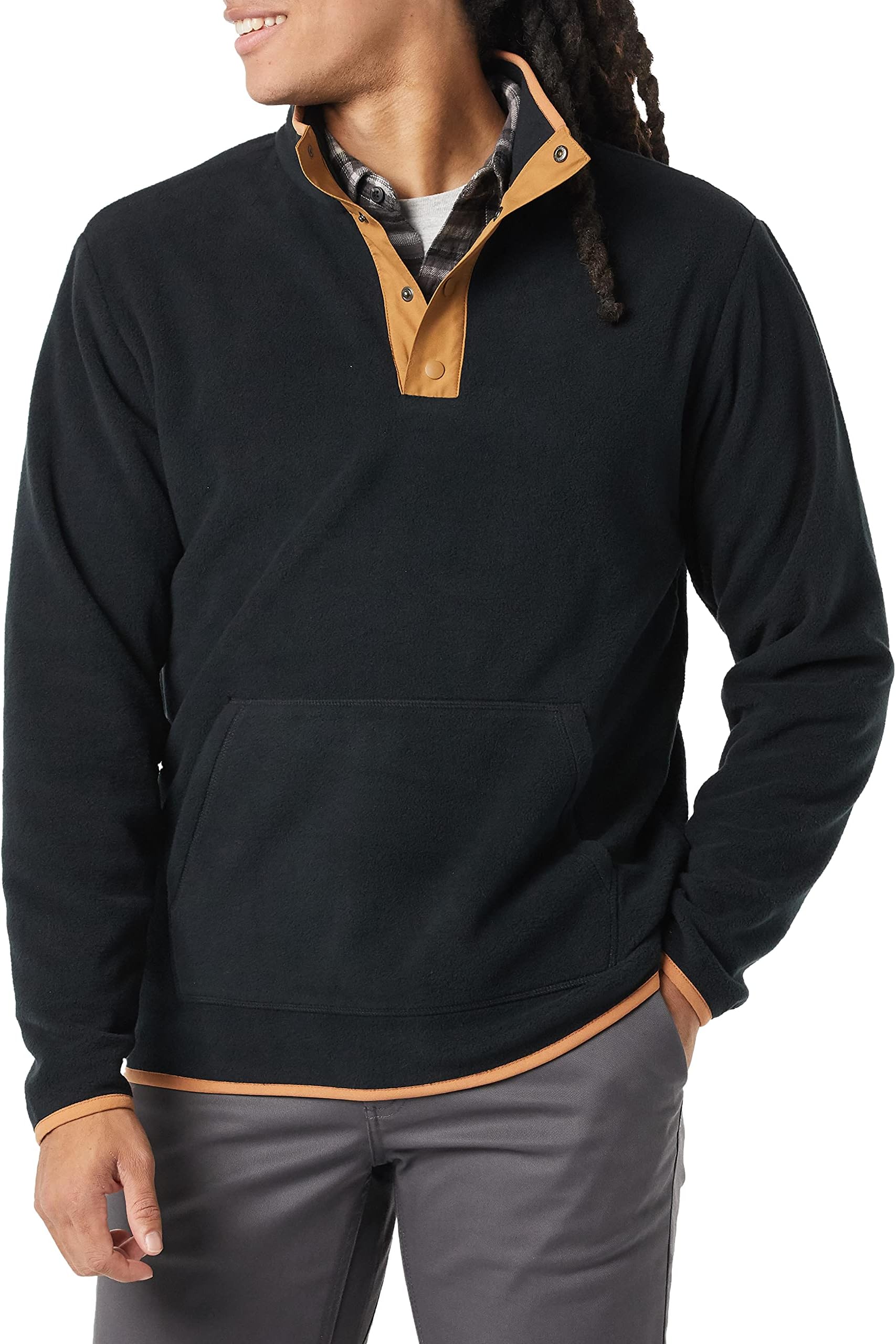 Men's Snap-Front Pullover Polar Fleece Jacket