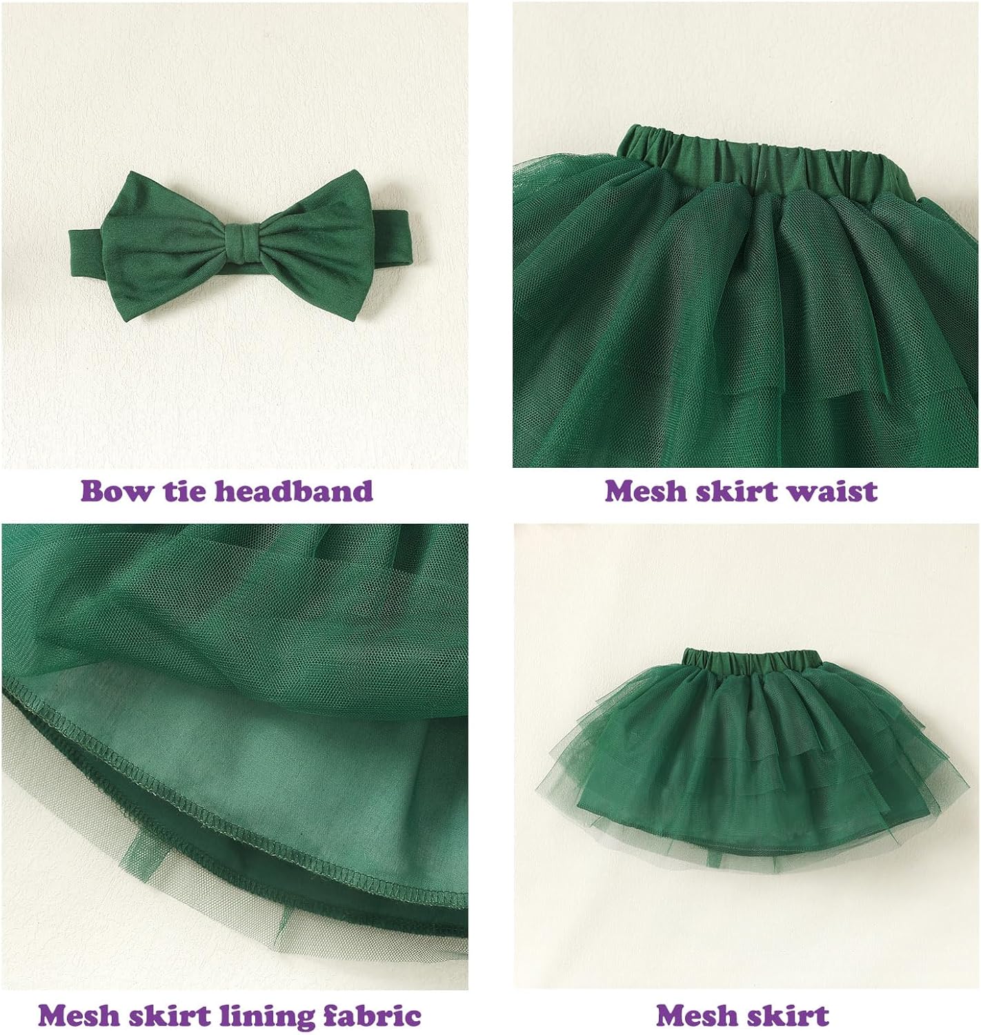 Baby Girl Ruffle Sleeve Romper Dress Newborn Solid Color Dress Bow Outfit Infant Jumpsuit Tutu Skirt Set Clothes - Image 7