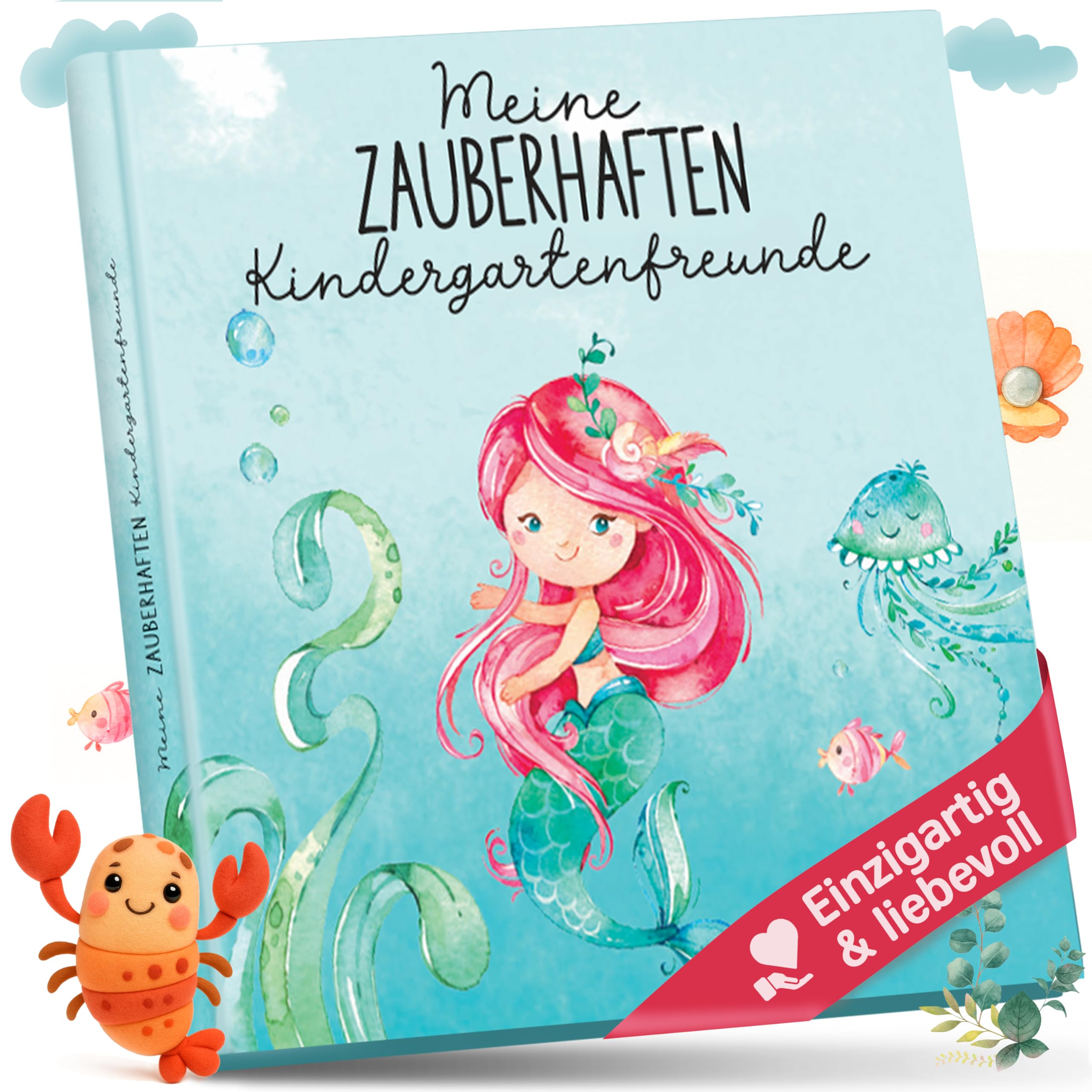 lila liebt dich® Freundebuch Kindergarten Meerjungfrau I Kindergarten Freundebuch - Kindgerecht mit Kreativseite, Geburtstagsliste & mehr I Liebevoll gestaltetes Kindergartenfreundebuch Mädchen