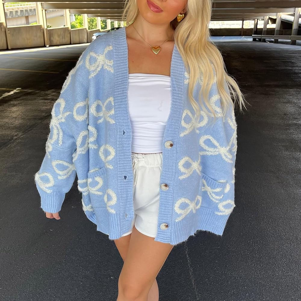 トップス SIIILON BIG LOVE knit cardigan BLUE Turquoise Blue Tweed