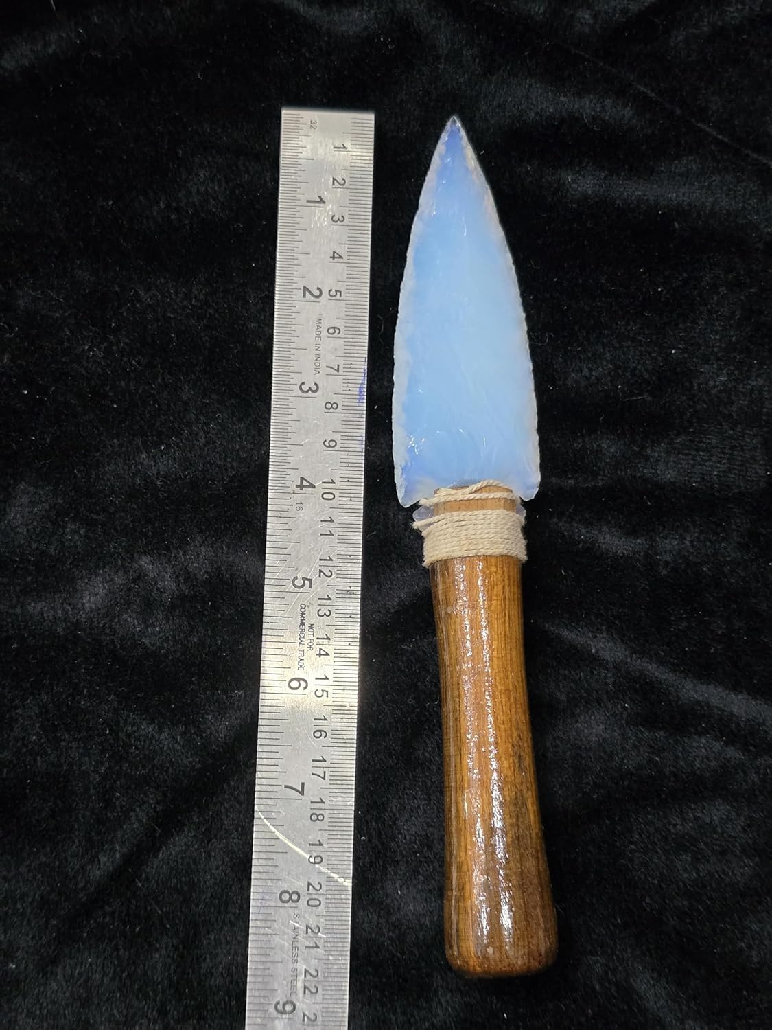 OPALITE Arrowhead Handmade Crystal Blade with Wood Handle-Ritual Dagger-Spiritual Altar Tool,Witchcraft Decor,Collector Gift 8 INCH