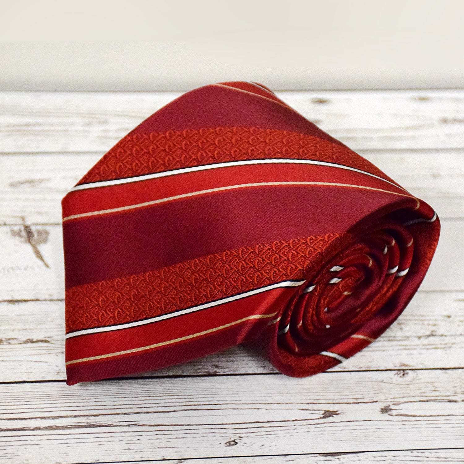 Lifebeats Youth Striped Red and Maroon Microfiber Necktie by Ringmasters