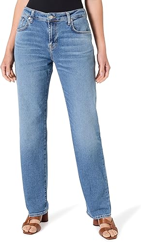 7 For All Mankind Calie Straight Fancy Jeans, Mediados Azul, 31W Mujeres