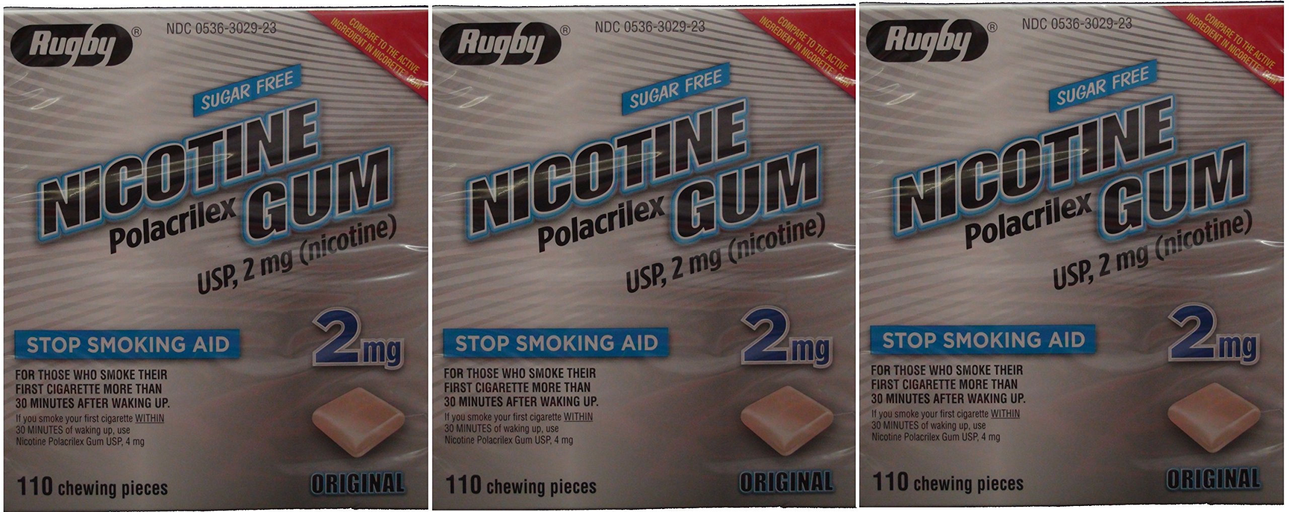 Nicotine Gum 4mg Sugar Free Original Generic for Nicorette 110 Pieces per Box Pack of 3 Total 300 Pieces