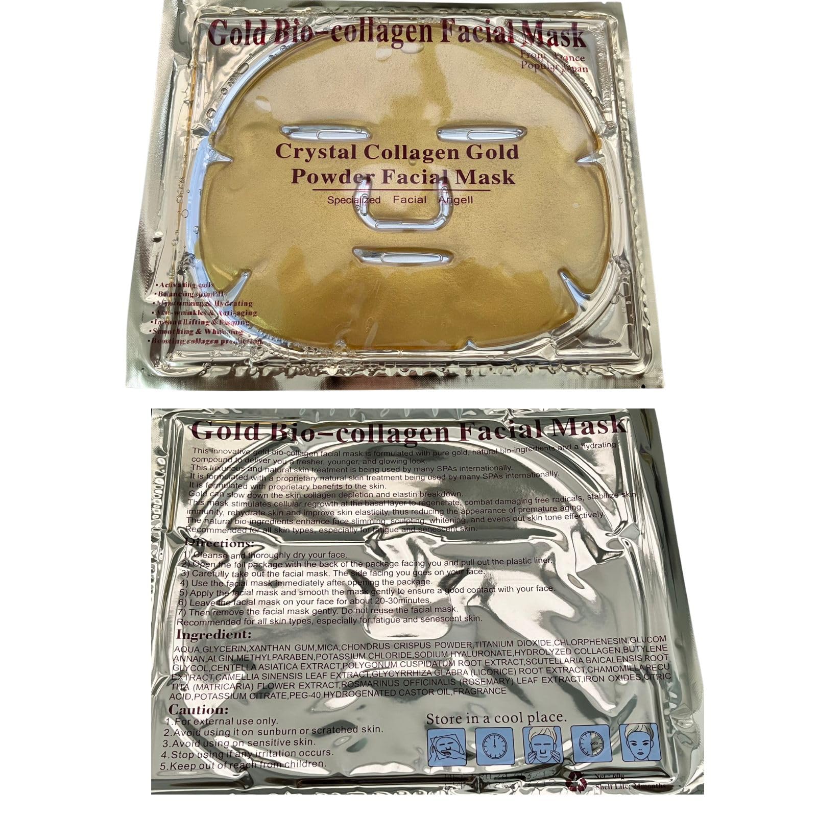 Collagen Face Sheeet Mask - Kolagen Anti-Aging Korean Face Sheeet Mask dla wszystkich rodzajów skóry - 15 arkuszy luksusowych z kolagenem i 24K złote (złote)