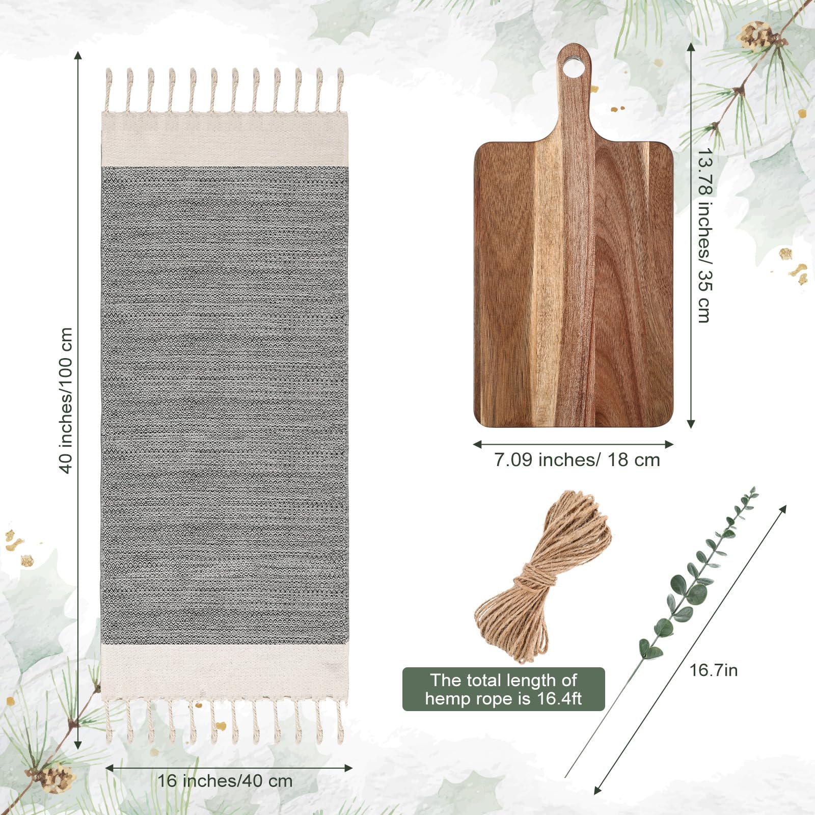Reallnaive Hostess Gifts Set for Women Housewarming Gifts Include Cutting Board Cotton Turkish Hand Towel Eucalyptus Stem and Hemp Rope for Kitchen Wedding Party New Home Housewarming