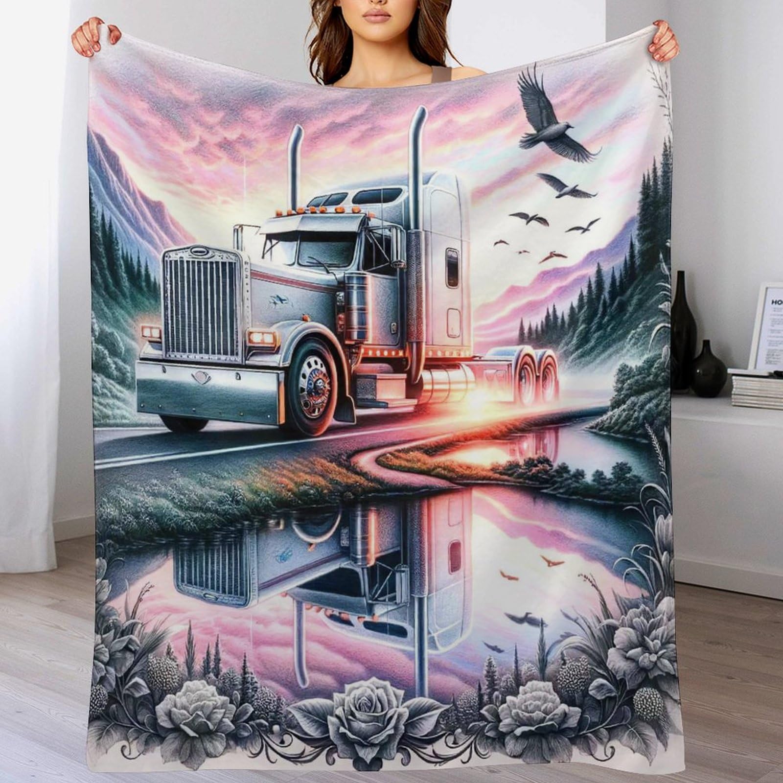 Manta de franela para camión suave forro polar de cama y sofá 100x130 cm