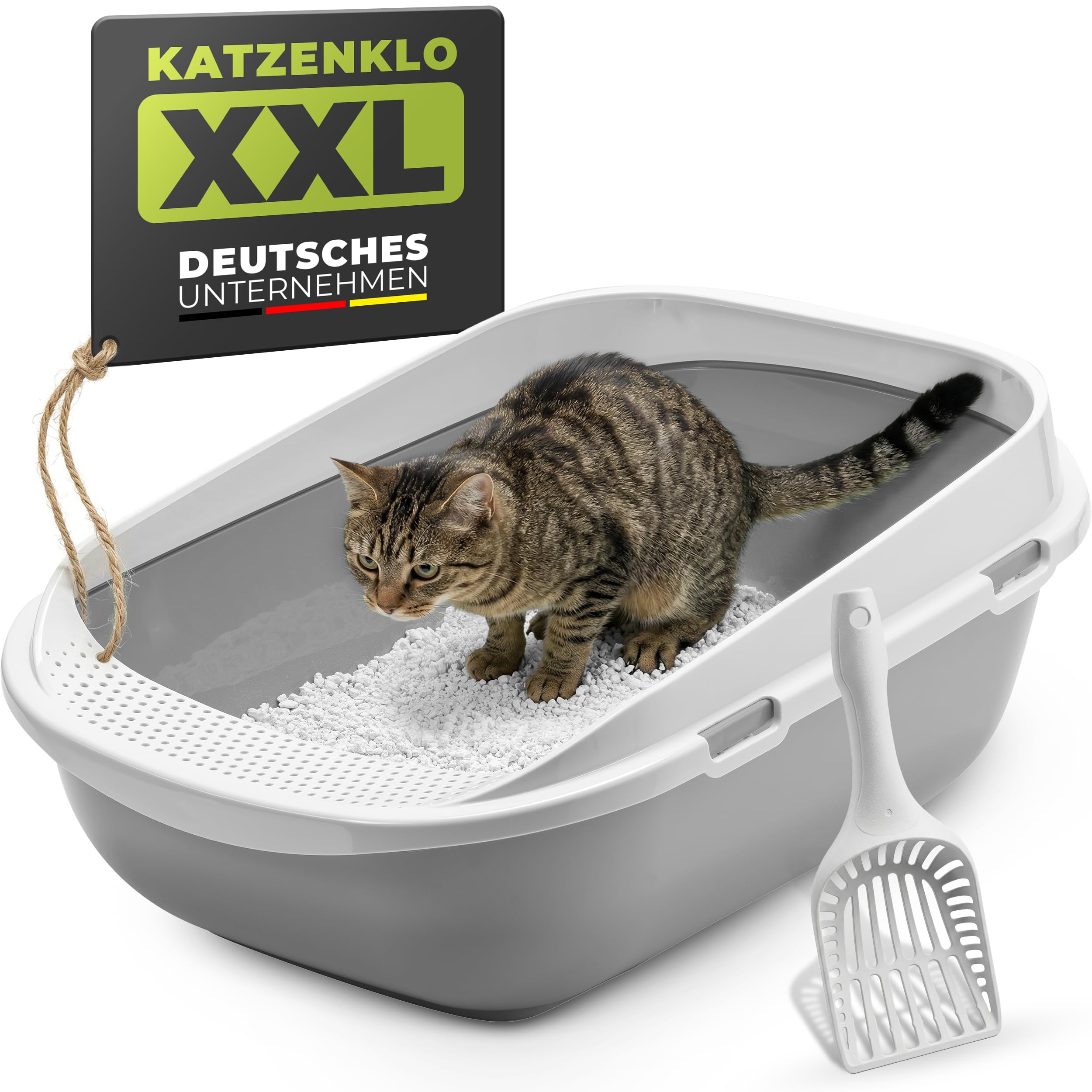 Katzentoilette XXL Jumbo Schale 65 cm graubeige inkl. Schaufel