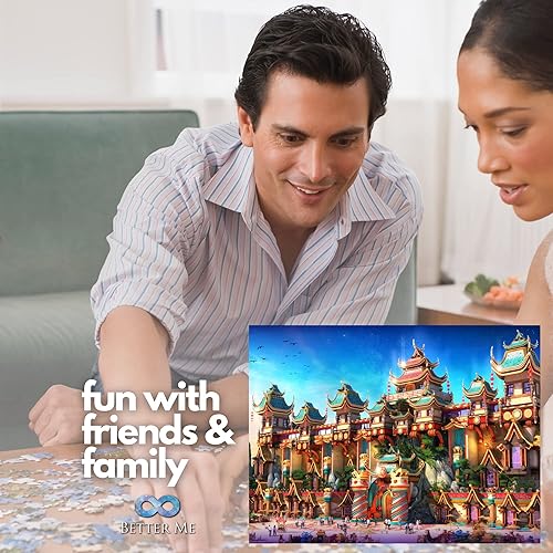 Miniatura 2 de Fantasy Castle - Rompecabezas de castillo de 500 piezas para adultos y niños, ilustración del palacio de la princesa de cuento de hadas caprichoso,