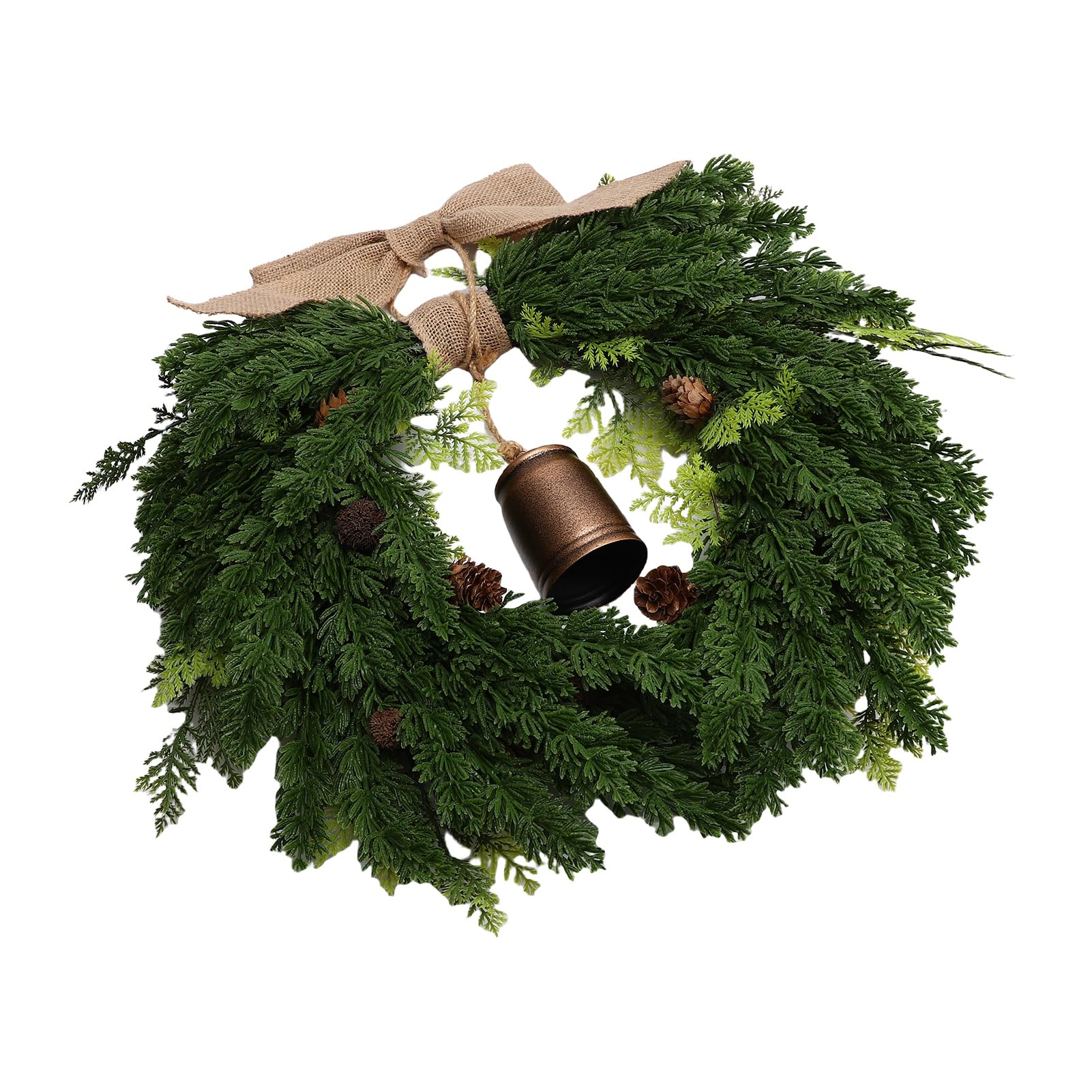 Buachois Herzförmiger Weihnachtskranz aus Kunstzeder mit Glocke