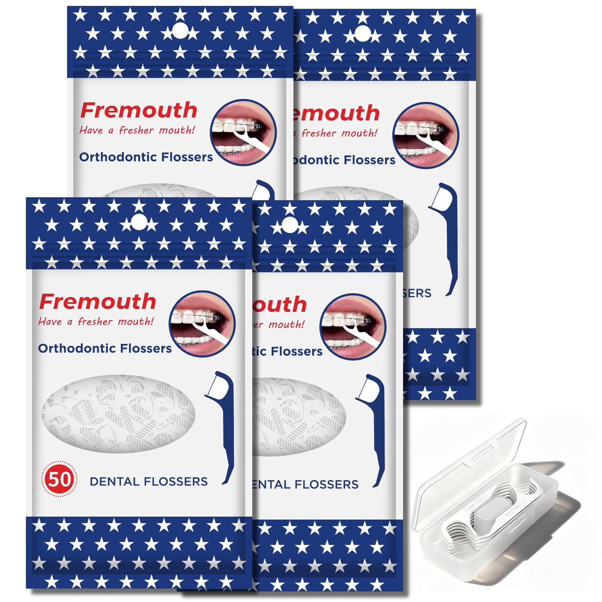 Orthodontic Flossers for Braces - Ortho Dental Floss Picks, 50 Count (Pack of 4), with a Travel Case