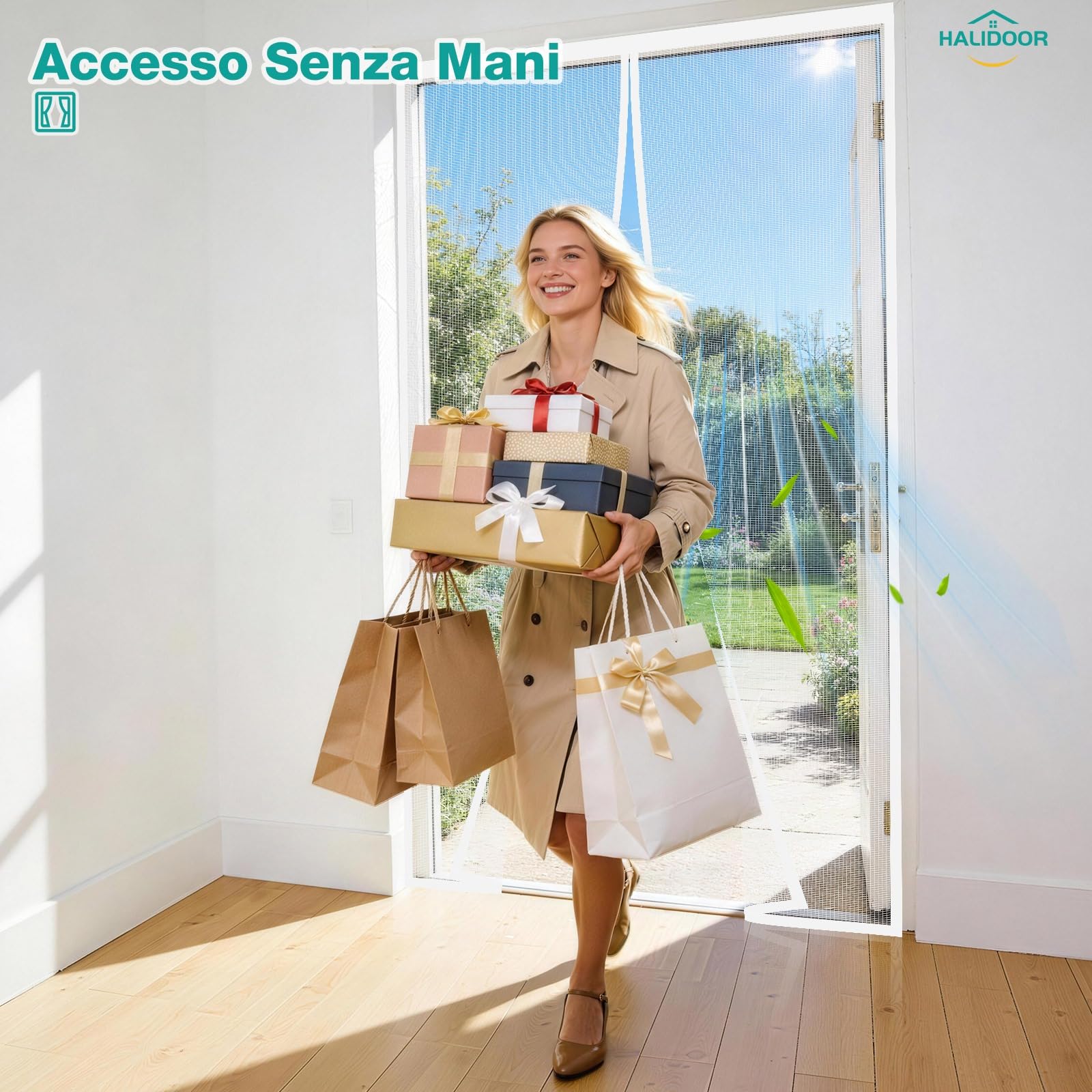 Zanzariera Magnetica 240x240cm Bianco, Tenda Zanzariera Magnetica Porta Finestra Rete Fine, Anti Insetti Traspirante Chiusura Automatica per Porta Finestra Balcone Soggiorno Ingresso