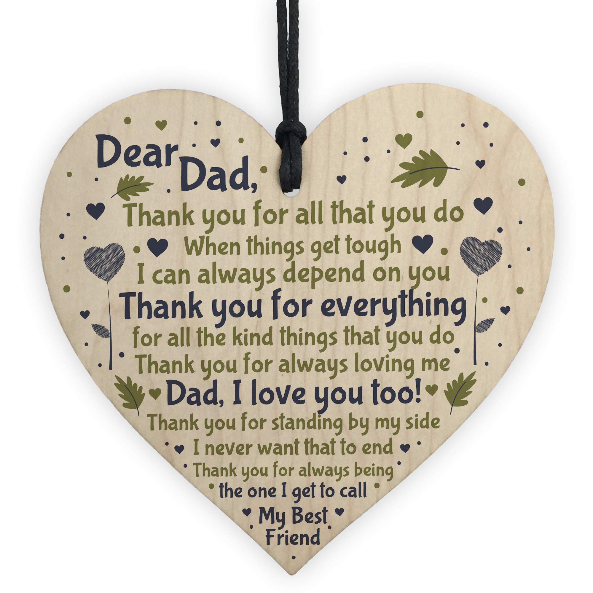 Red Ocean Dad Daddy Gift From Son Daughter Handmade Wooden Heart Sign Keepsake Gift For Birthday Fathers Day Gift For Him