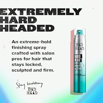 TIGI Bed Head Hard Head Hair Spray, Travel Size, Extra Strong Hold for All Day Style and All Hair Types, 3 oz
