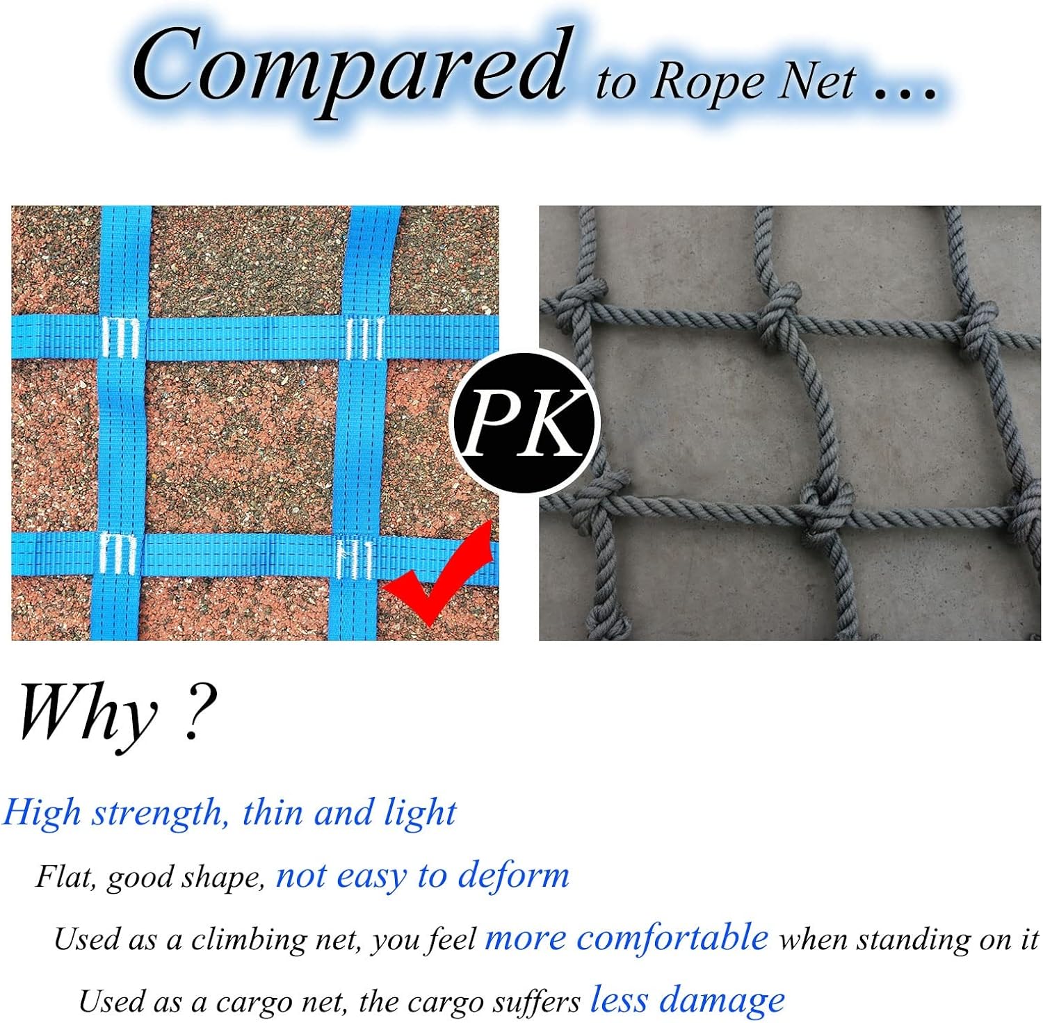 Climbing Cargo Net,Outdoor Playground Ladder Netting Safety Obstacle Net for Kids Backyard Ninja Warrior Obstacle Course Jungle Gym Webbing Net Play Sets for Treehouse,for Backyard,Blue
