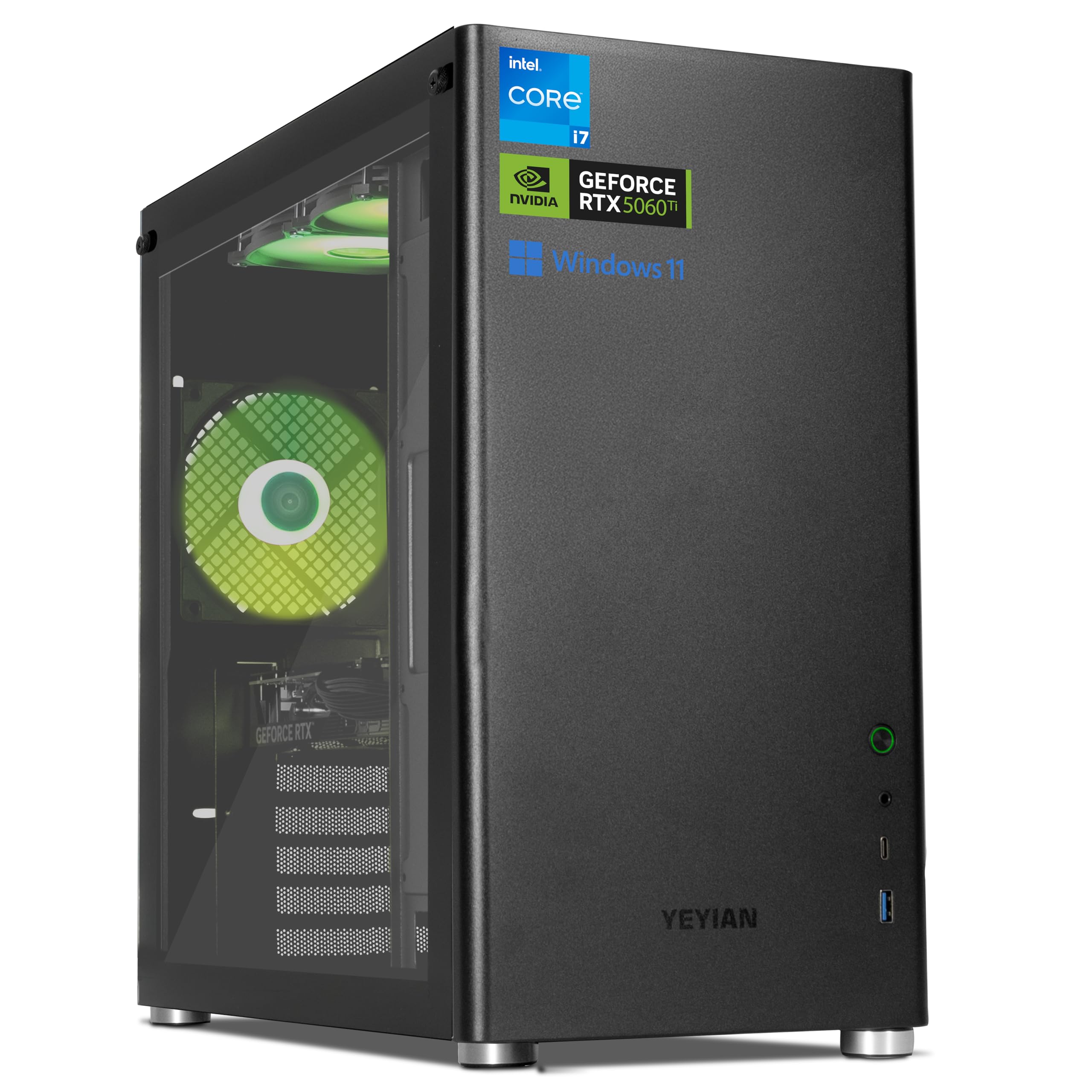 YEYIAN PC Gaming VR Esports AI Intel Core i7 14700F 20 Cores a 5,4 GHz | Nvidia GeForce RTX 5060Ti 16GB | 16GB DDR5 5600 MHz | 1TB SSD Gen 4 | WiFi 6 + BT 5.2 + LAN | Win 11 Pro