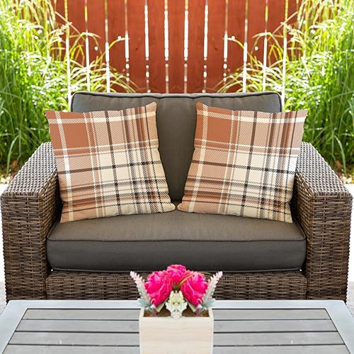 Miniatura 4 de AOFANGGO Juego de 2 fundas de almohada decorativas de otoño de 20 x 20 pulgadas, fundas de cojín de lino sintético, granja, Acción de Gracias,