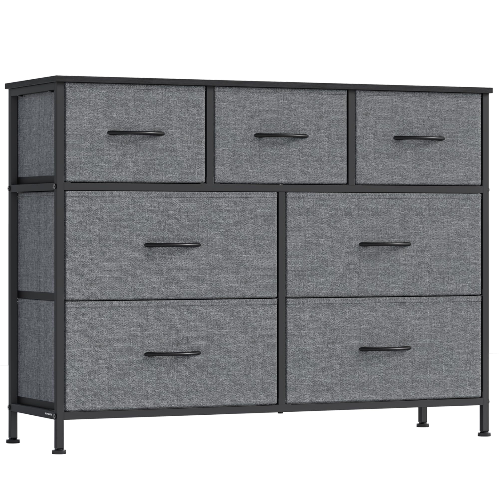 SONGMICS BELLAH Kollektion - Kommode, Schrank, Aufbewahrungsschrank, Stahl, für Schlafzimmer, Flur, Wohnzimmer, 7 Schubladen, modern, schiefergrau LGS323G101