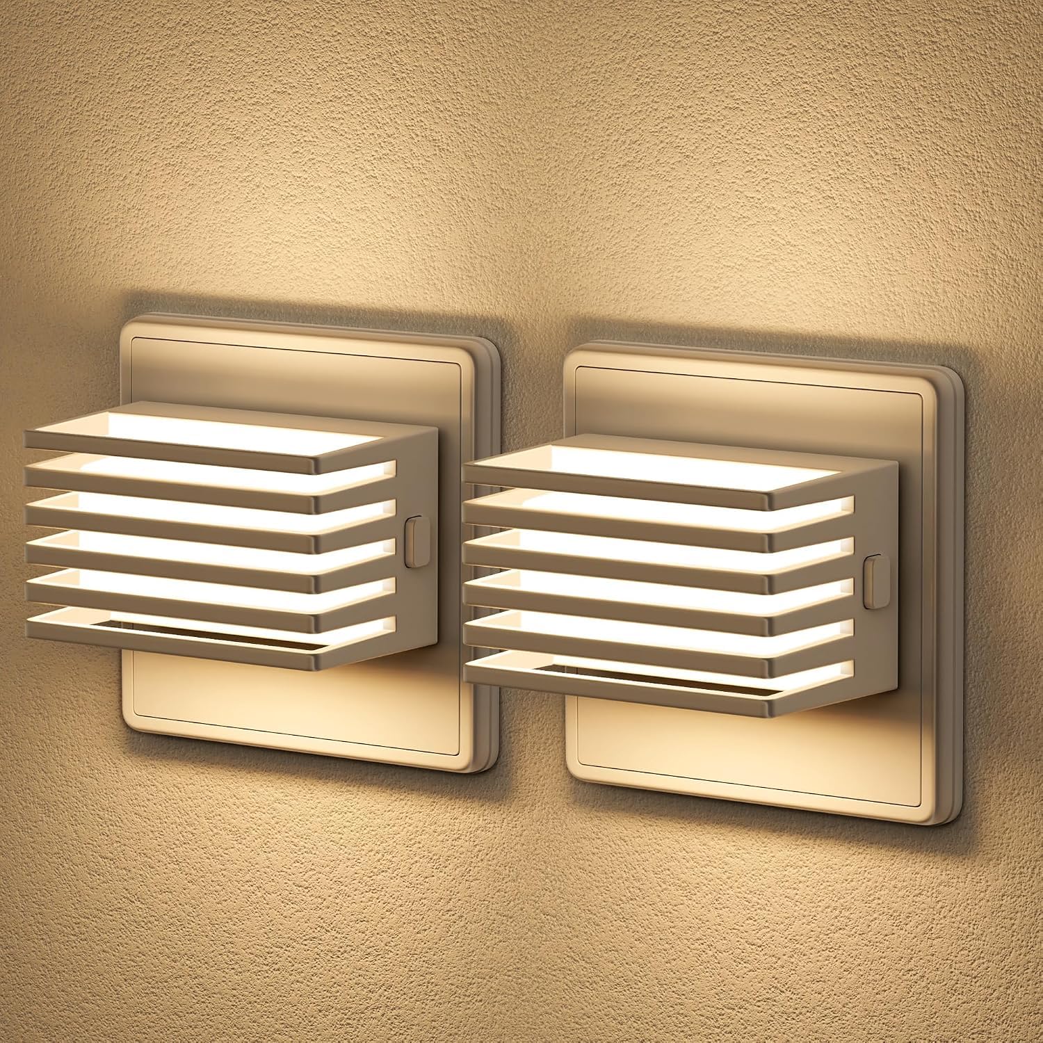 Emeritpro Nachtlicht Steckdose mit Dämmerungssensor, 2 Stück Steckdosenlicht Kinder Steckdose, Nachtlicht Dimmbar 30/60/100Lm, 3000K Warmweiß, LED Steckdosenlicht für Kinderzimmer, Schlafzimmer