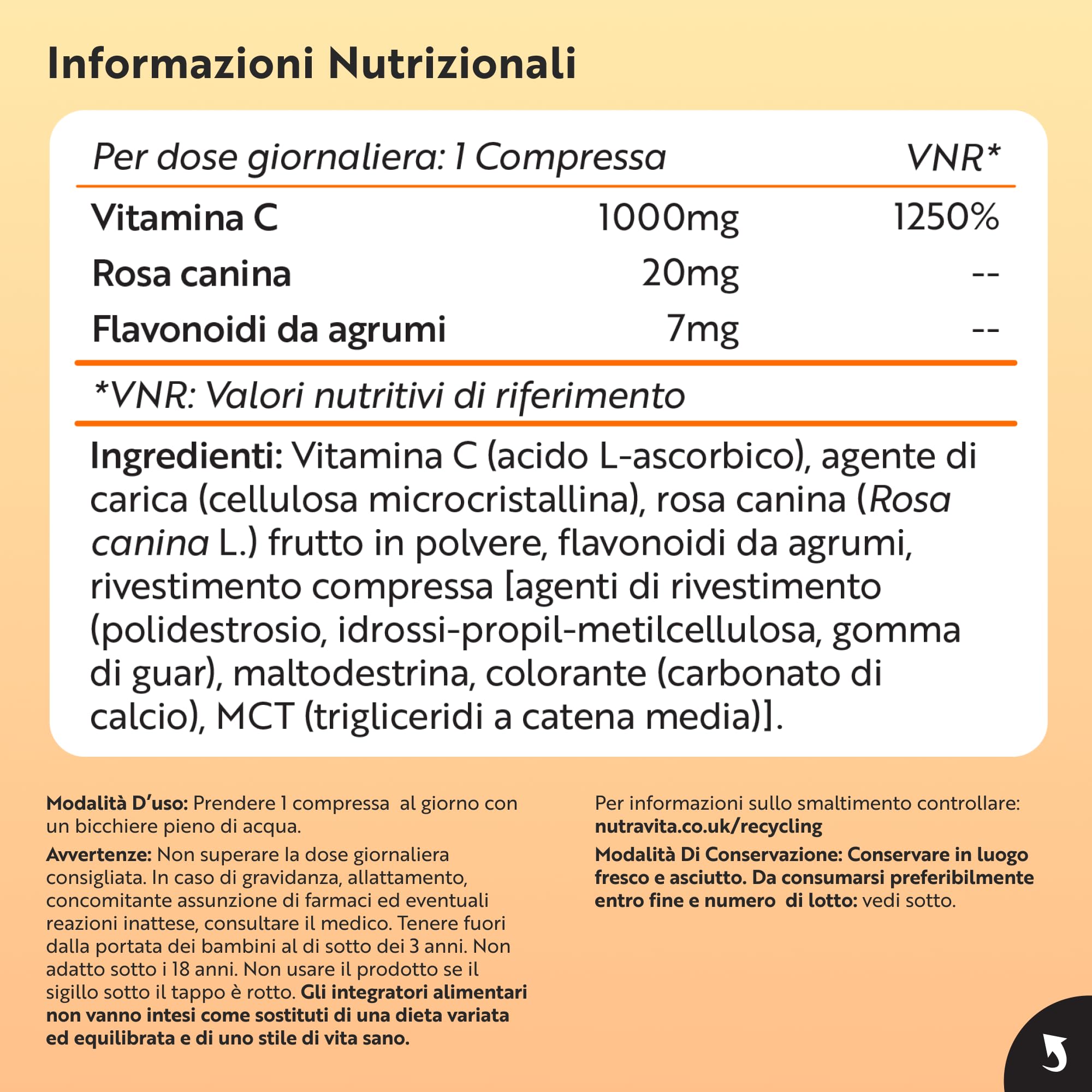 Nutravita Vitamina C 1000mg - 180 Vit C Compresse per 6 Mesi - Vitamina C Pura con Rosa Canina e Flavonoidi - Acido Ascorbico - 100% Vegan - Normale Funzione del Sistema Immunitario
