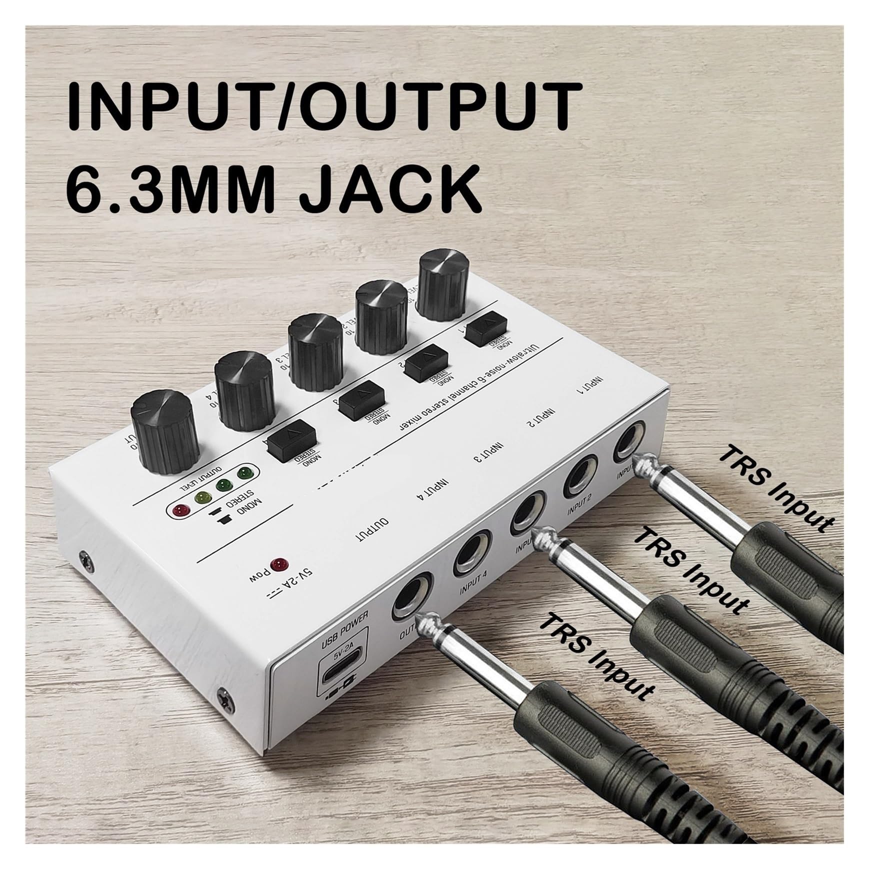Mikser dźwięku, 4 6 8 Kanałów Mini Mikser Dźwięku Audio Stereo Przenośny Liniowy o Bardzo Niskim Szumie Do Nagrywania Sprzętu(MX6-Black)