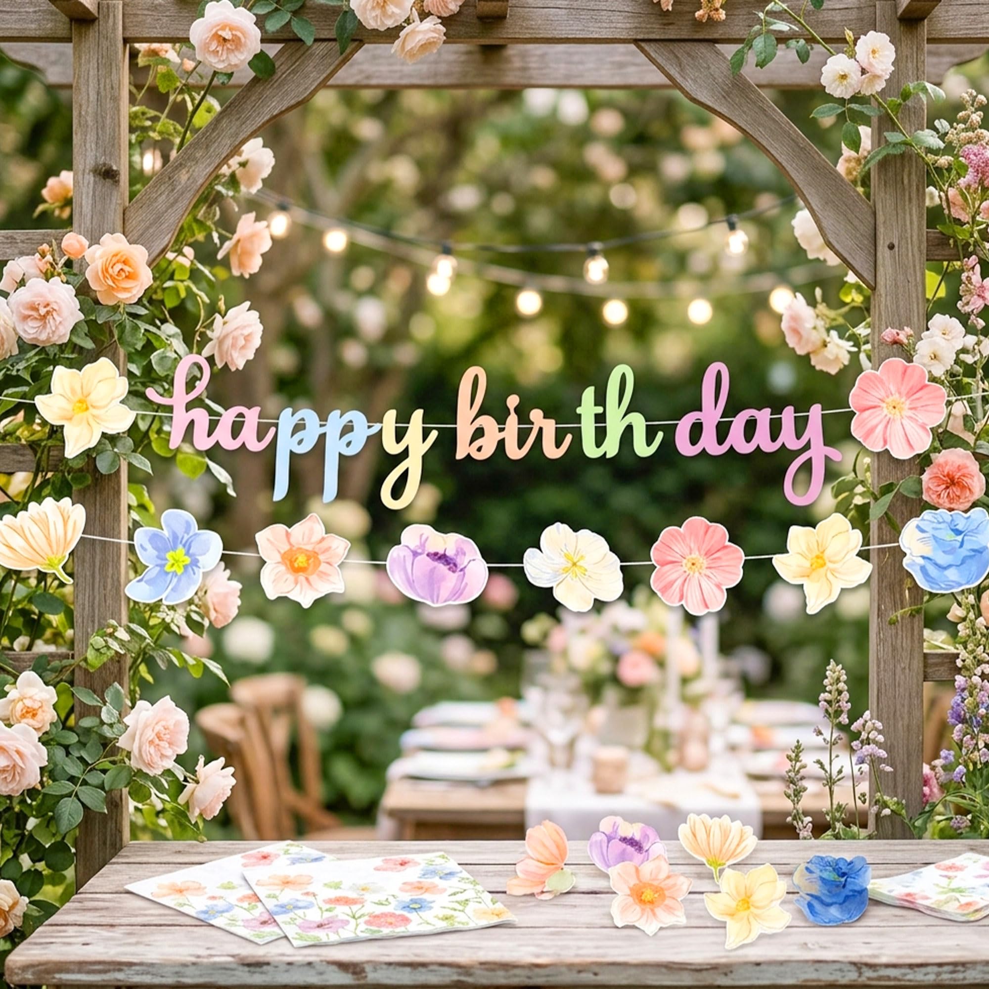 Wildflower Birthday Decorations Floral Banner and Flower Decor Supplies