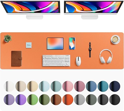 Miniatura 10 de Aothia Protector de escritorio de cuero, alfombrilla para ratón, alfombrilla de escritorio de oficina, secante de escritorio de cuero PU
