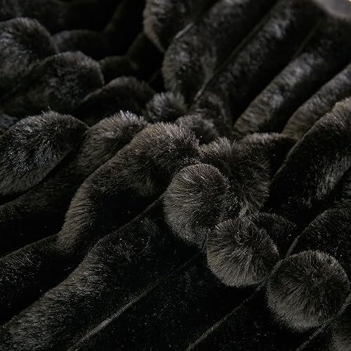 Miniatura 5 de JAUXIO Juego de 2 fundas de almohada de piel sintética sólidas, decorativas, texturizadas, a rayas, esponjosas para sofá, sala de estar, 12 x 20