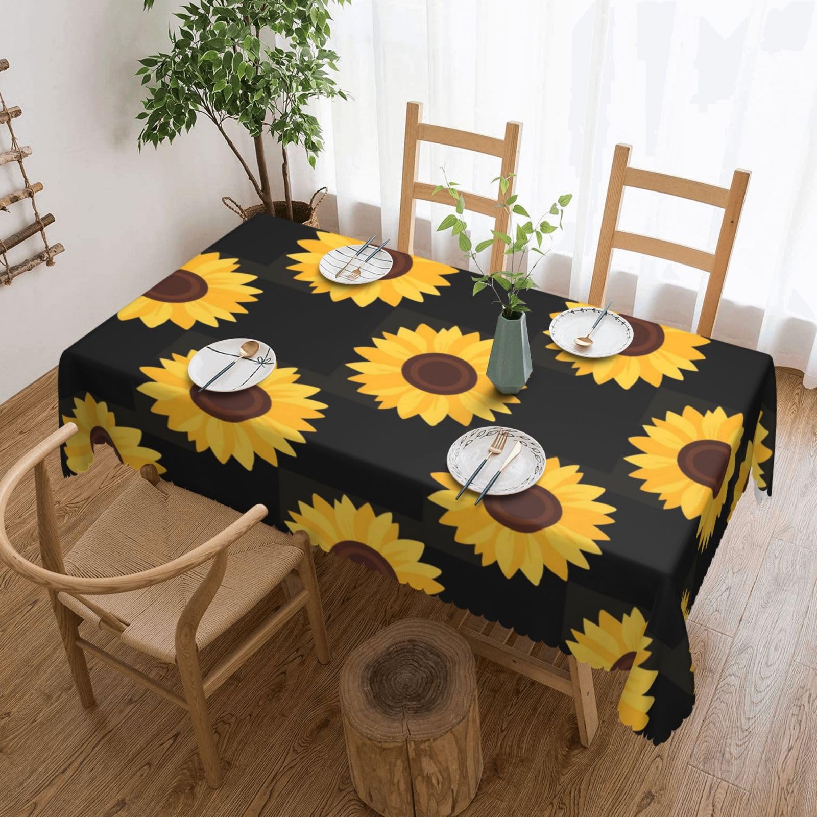 FekiLoot Rectangle Tablecloth 54 X 72 Inch, Classic Stain ‎Resistant Table Cloth Reusable Washable Table Cover Sunflower Tabletop Decor for Kitchen Dining Party Indoor Outdoor Use