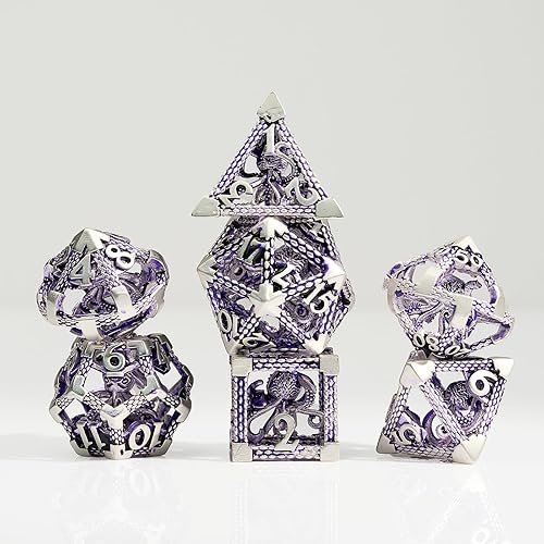 Miniatura 73 de D&D - Juego de dados de metal, 7 piezas poliédricos para Calabozos y Dragones, juegos de rol, juegos de mesa, juego de rol Shadowrun – Regalo hueco
