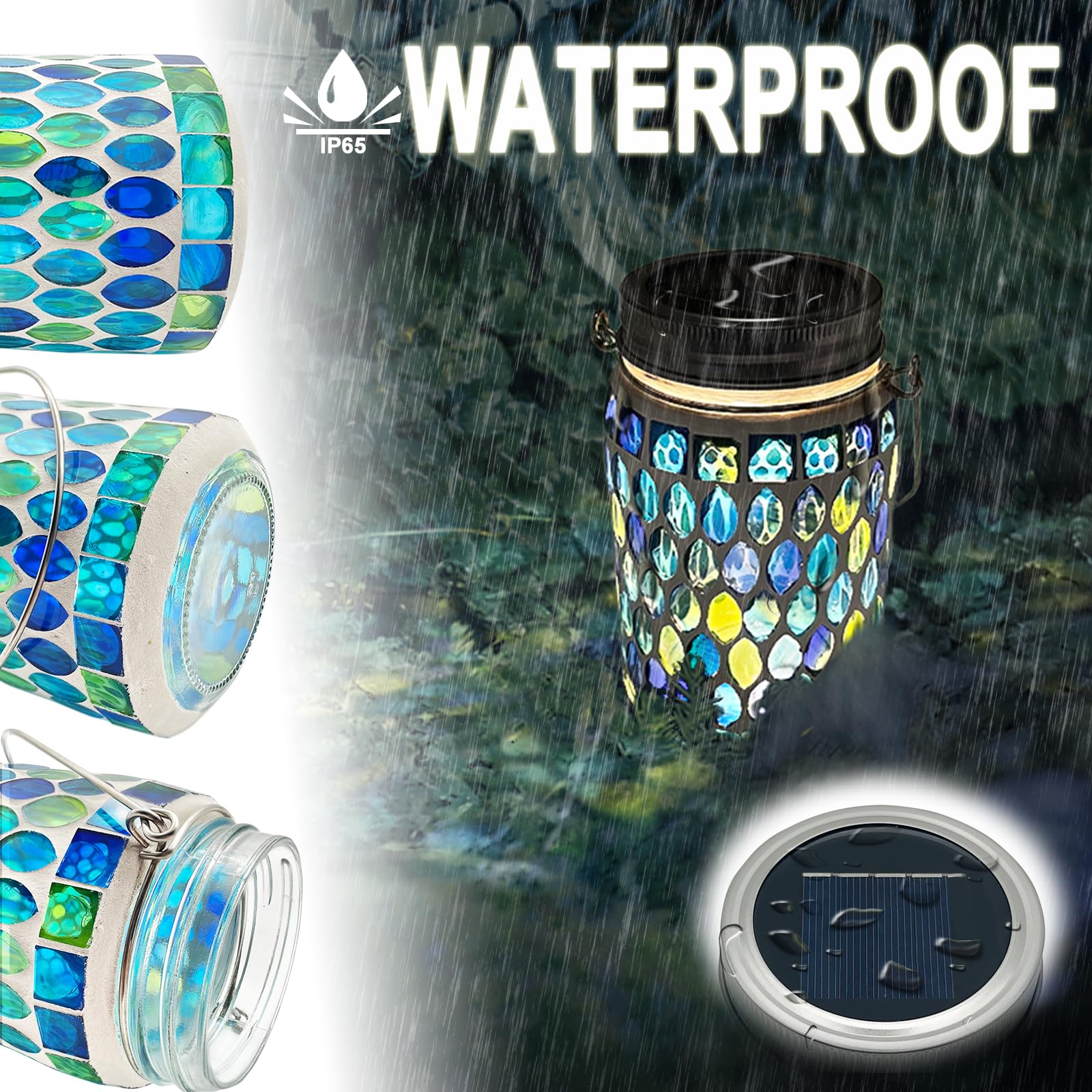 TOTHDATE 2PCS Mosaic Solar Lights Outdoor Garden - Image 4