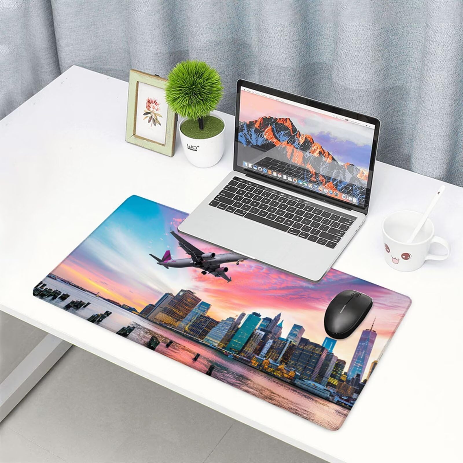 Rosa Tappetino Mouse Gaming XXL 1600x800x3mm Tappetino Scrivania Esteso con Bordi Cuciti Tappeto Scrivania Antiscivolo Migliora precisione e velocità, per Tablet e PC Accessori Scrivania Aereo H2-458